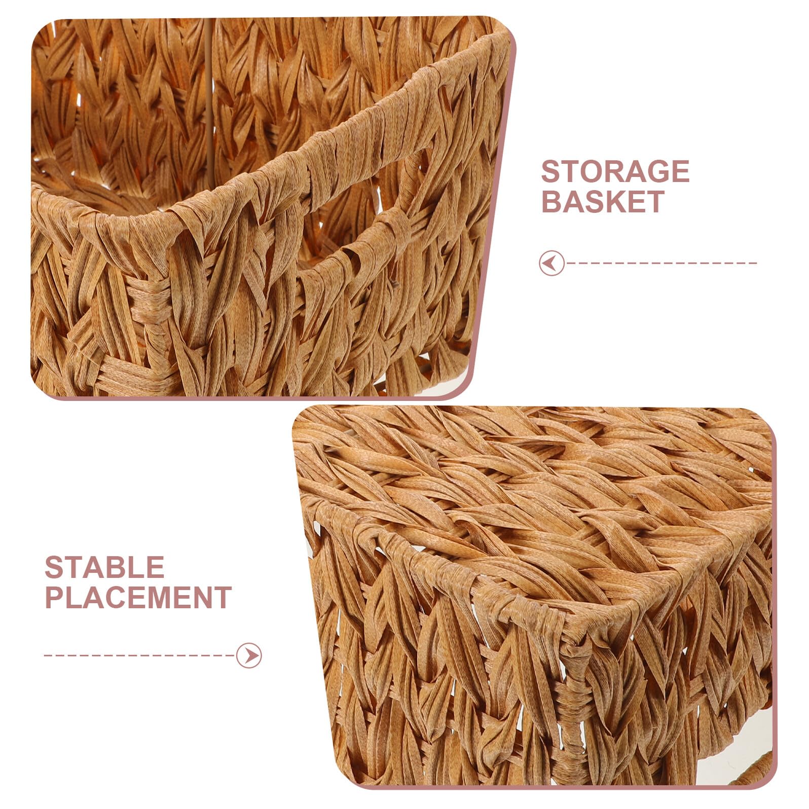 2pezzi Cestini Intrecciati in Finto Rattan Beige da Contenitori Portaoggetti per Scrivania Trucco Cancelleria e Organizzazione Multiuso per Casa e Ufficio