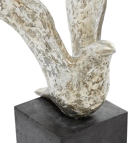 Miniatura 2 de Deco 79 Polystone - Escultura de pájaro, juego de 3 14 pulgadas, 9 pulgadas, 14 pulgadas de alto, plateado