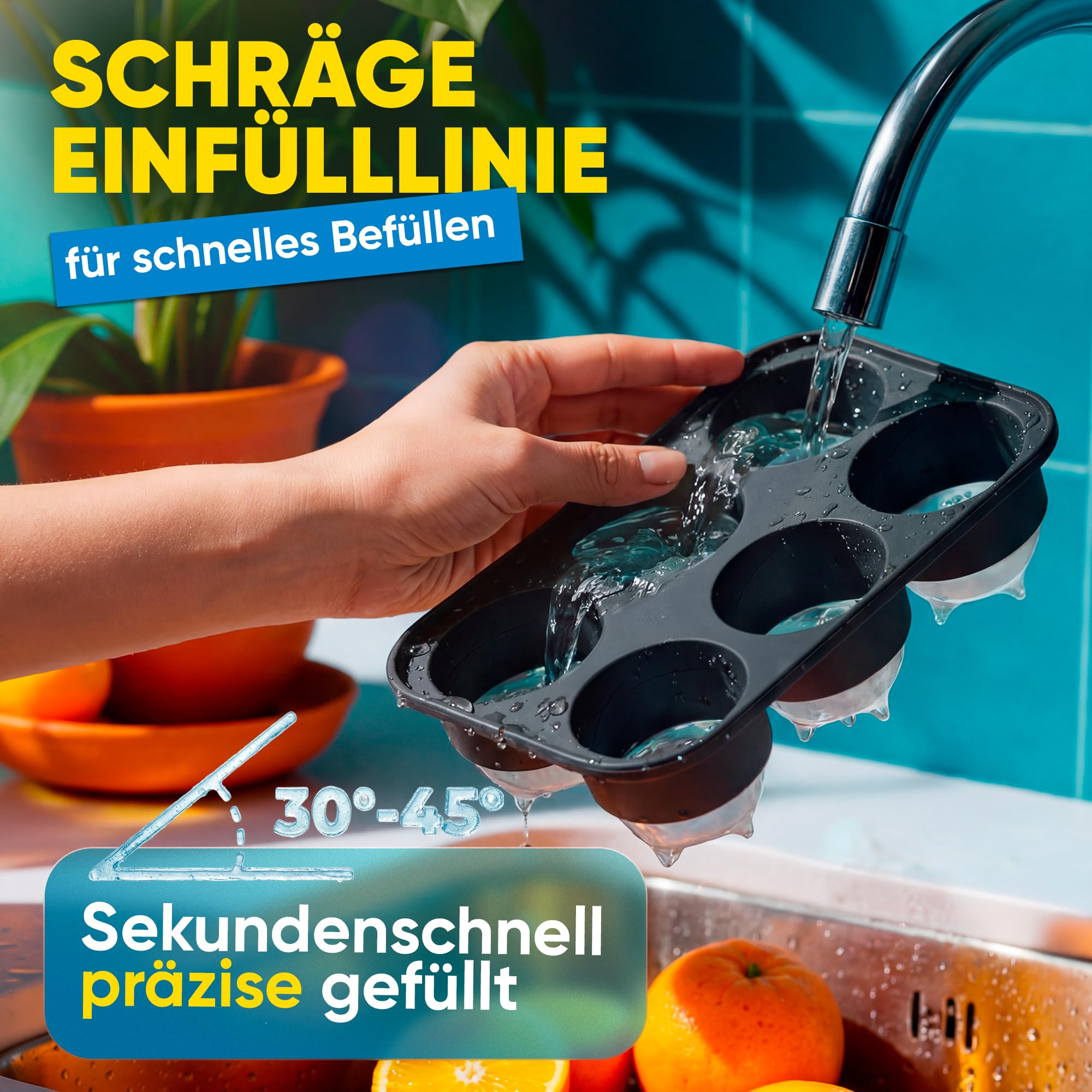Neighbour's Friend Patentierte Eiskugelform 2er Pack Platinum - Große Eiswürfelform rund Platinsilikon für Cocktails, Gin & Getränke - 12x Eiswürfel rund spülmaschinengeeignet - XXL Eiswürfel