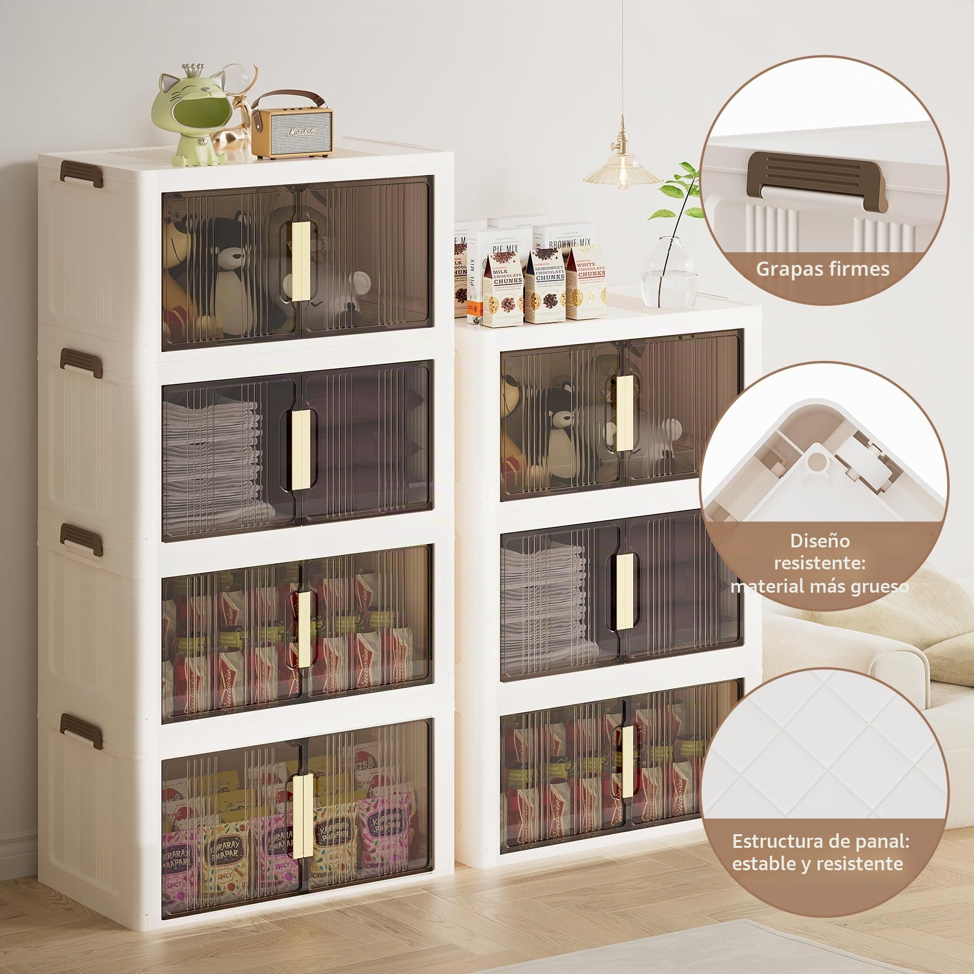 Caja de almacenamiento con tapa, 180 l, grande, apilable, caja de plástico con tapa, 3 niveles y 1 tapa, contenedor de almacenamiento plegable para dormitorio, salón, cocina y oficina