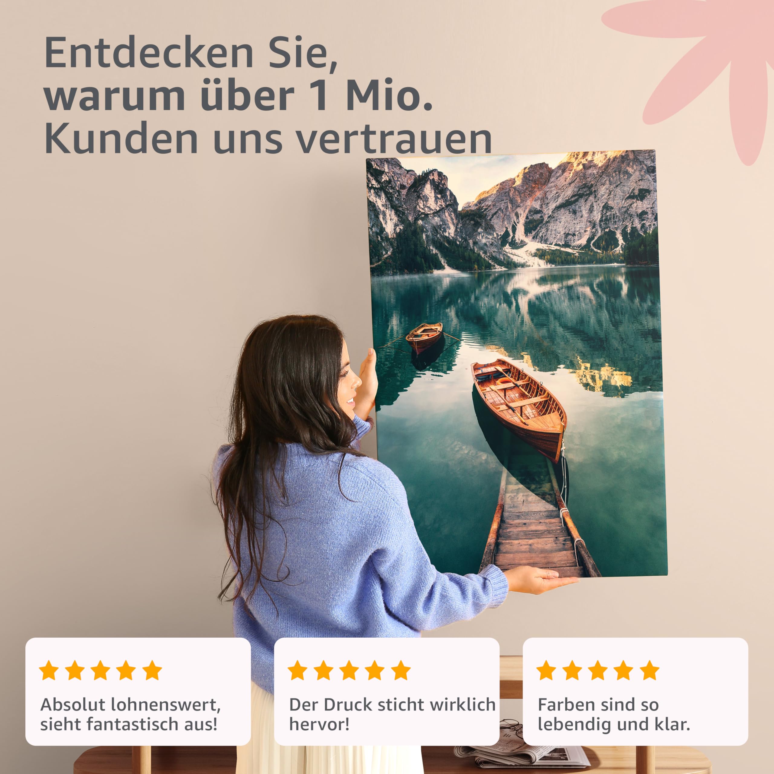decomonkey Bilder Hirsch 225x90 cm 5 Teilig Leinwandbilder Wandbild Tiere | Bild auf Leinwand, Kunstdruck, Wanddeko, Wohnzimmer, Wanddekoration, Wald, Natur