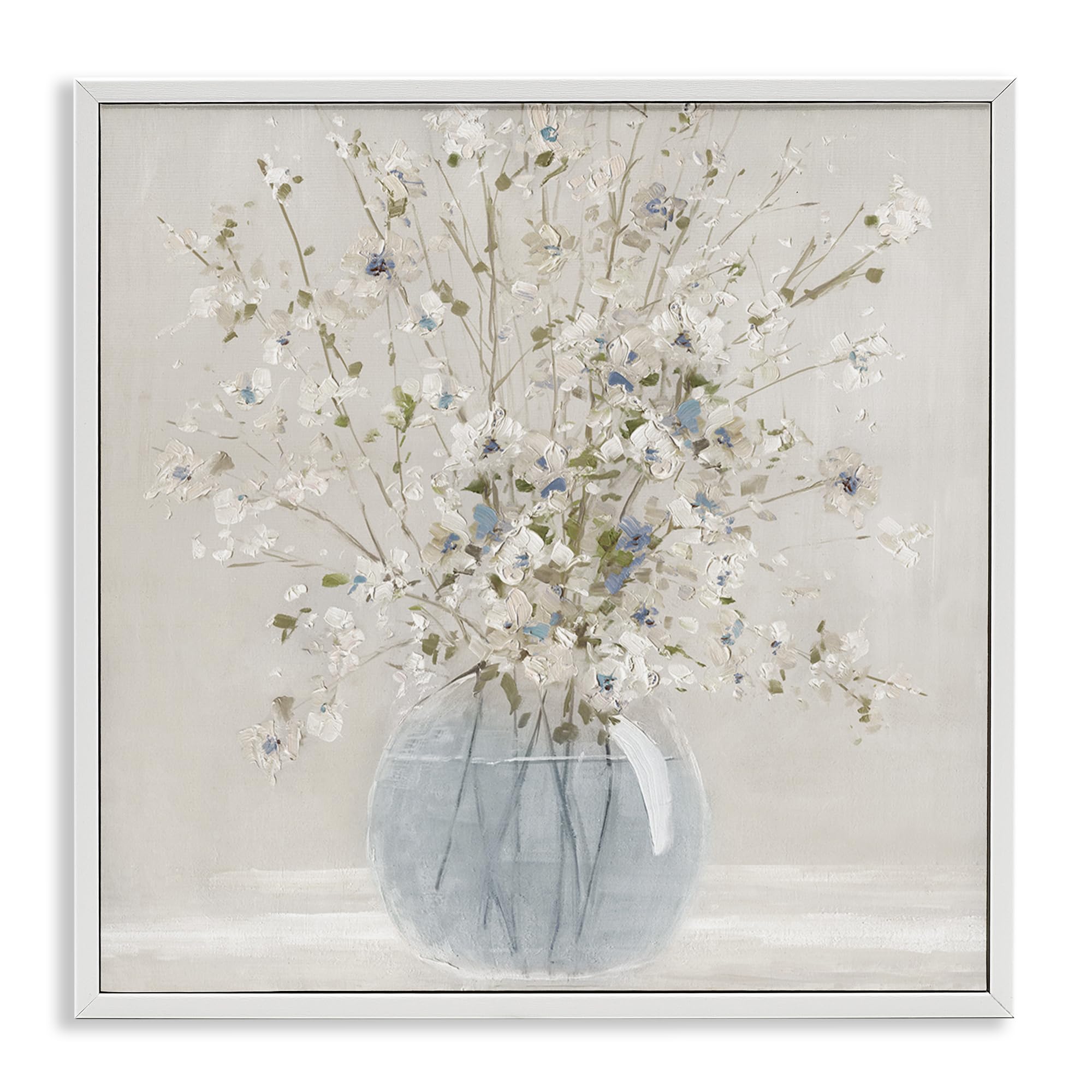 Stupell Industries 'Subtle Glass Vase Bouquet', Framed Giclee Art, White, 24 x 24 Inches, Easy to Hang and Sturdy, Made in USA, by Carol Robinson