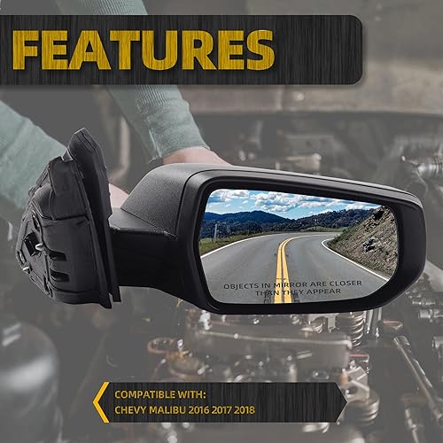 Miniatura 3 de Dasbecan GM1321539 - Espejo retrovisor de cristal derecho con 3 pines compatible con Chevy Malibu 2016, 2017, 2018, reemplaza 84450515 84725738 para