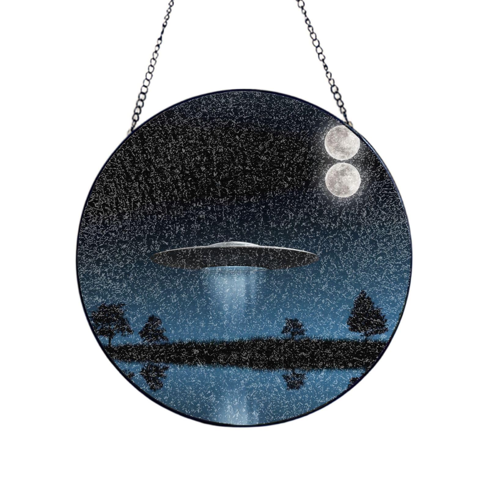 Phayah At Night Print Glass Window Hanging Sun Catchers Suncatcher Decor For Birthday For Home Garden Porch 12in（30cm）