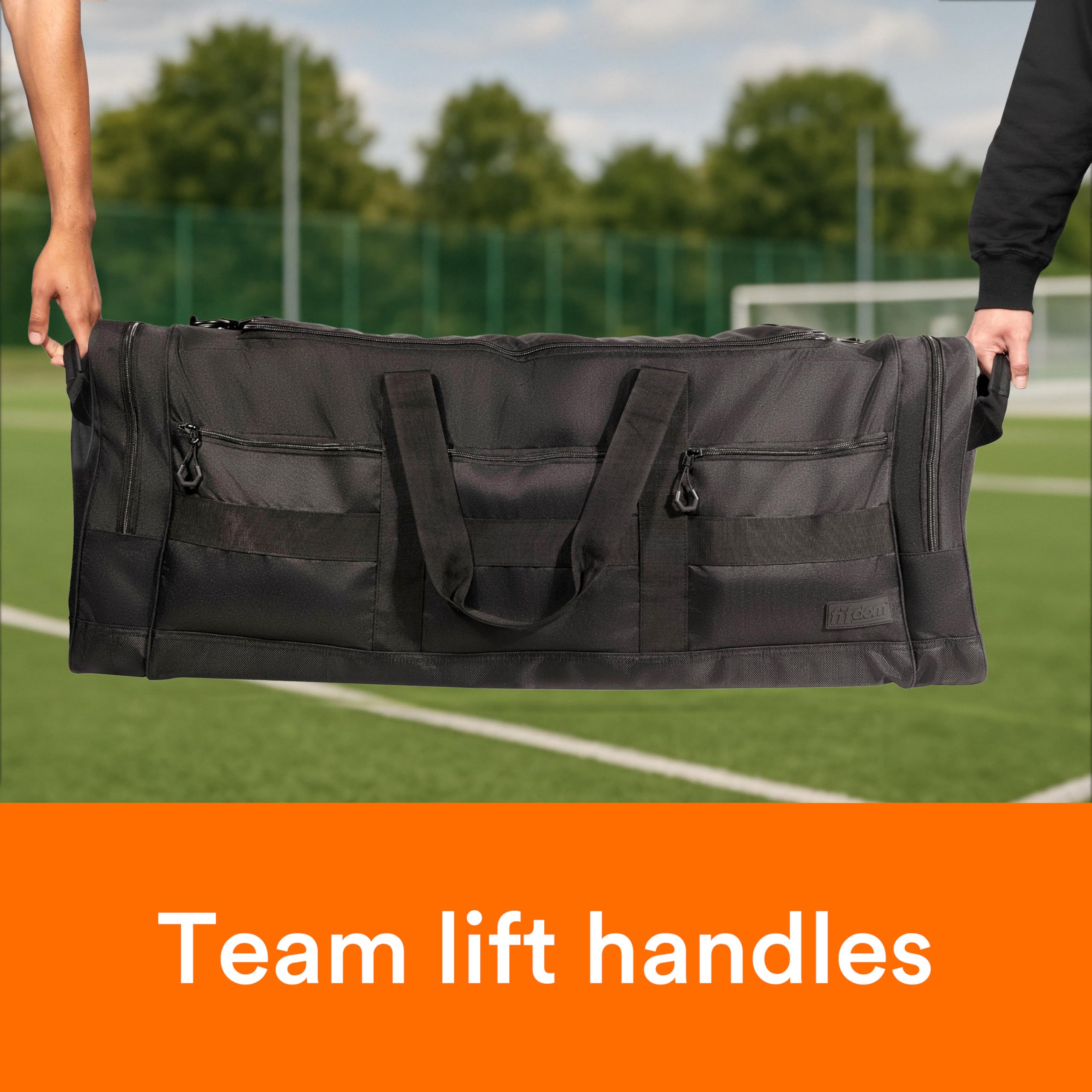 Fitdom Strapazierfähige Sportausrüstungstasche, 140 l, 96,5 cm, mit verbessertem Reißverschluss, langlebig und wasserabweisend. Perfekt für Reisen, Aufbewahrung, Fußball, Hockey, Baseball, Basketball