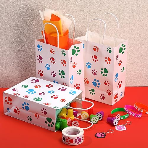 Miniatura 4 de Clabby 24 bolsas de regalo con diseño de pata de perro, bolsas de papel con asas, recuerdos de fiesta de cachorros para gatos y mascotas, regalos de