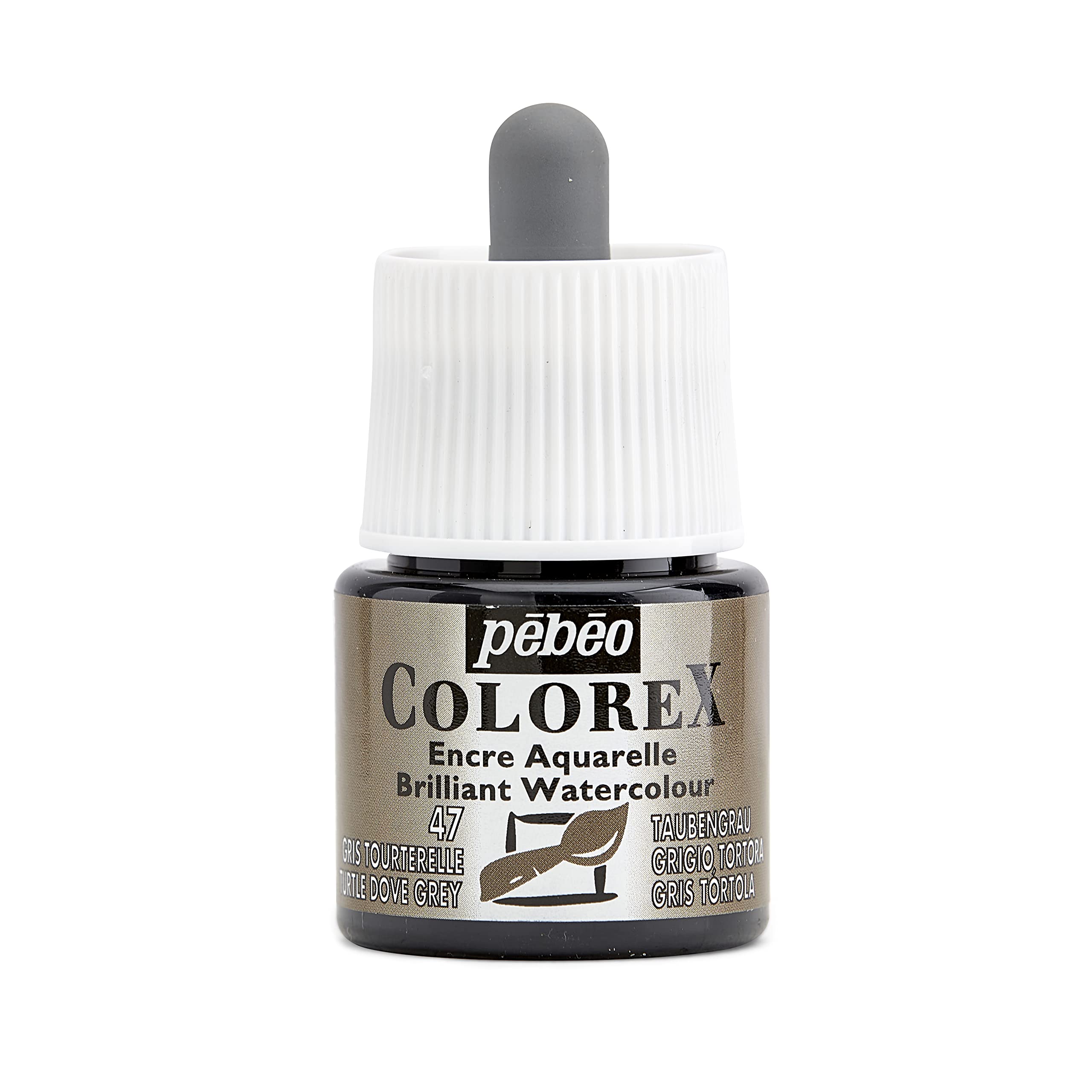 Pebeo Colorex, Watercolor Ink, 45 ml Bottle with Dropper - Turtle Dove Grey