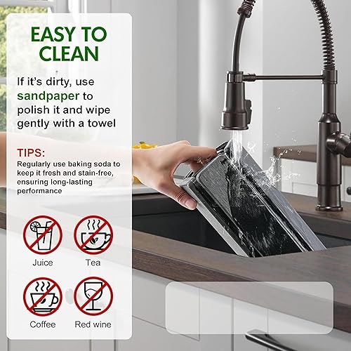 Miniatura 5 de DOVFA Tapete grande de secado de platos de piedra para encimera de cocina, tapete de platos de tierra de diatomeas de 24 x 16 pulgadas Absorción