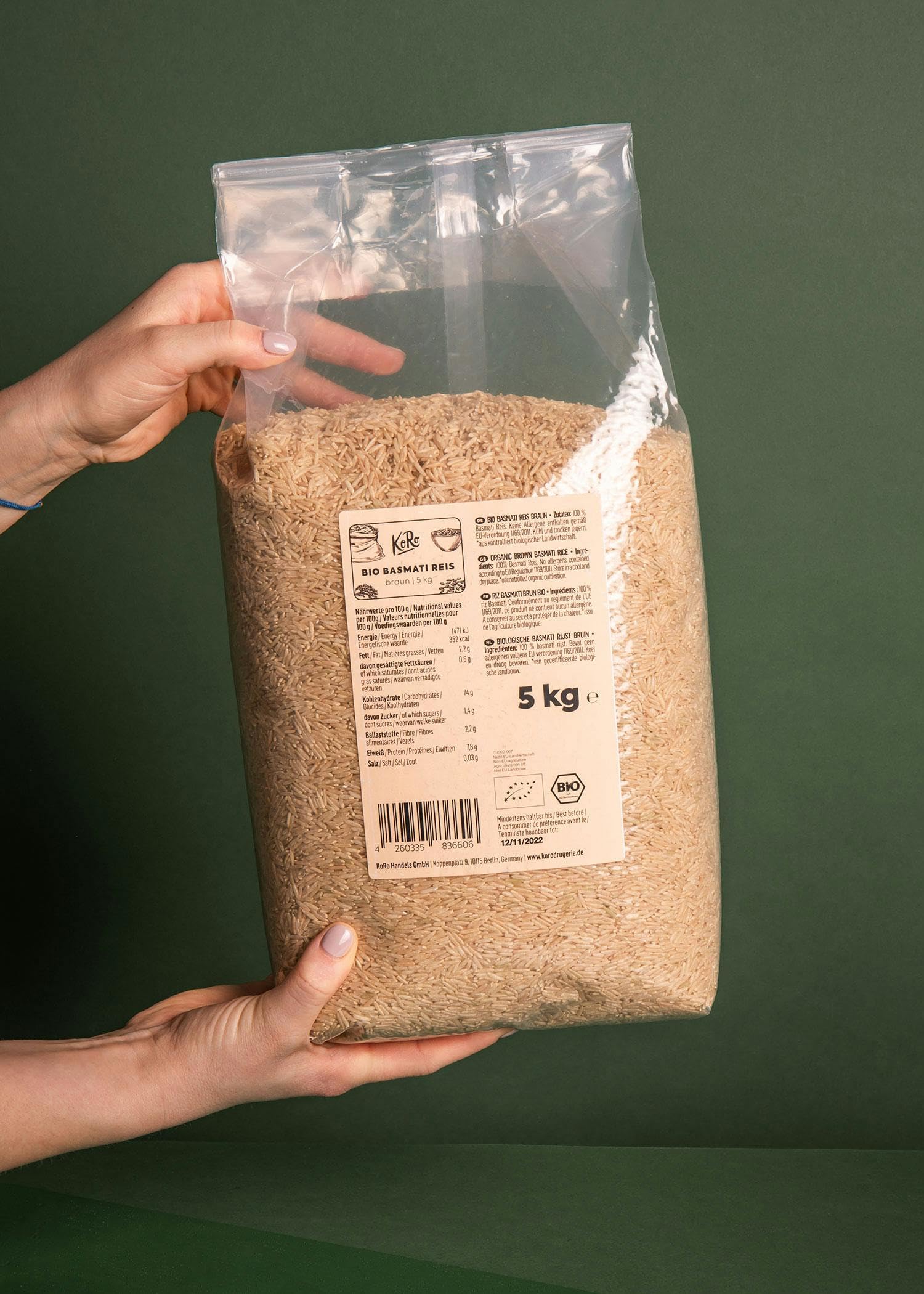KoRo - Riz Basmati biologique brun 5 kg - Arôme intense - Goût de noisette - Consistance moelleuse