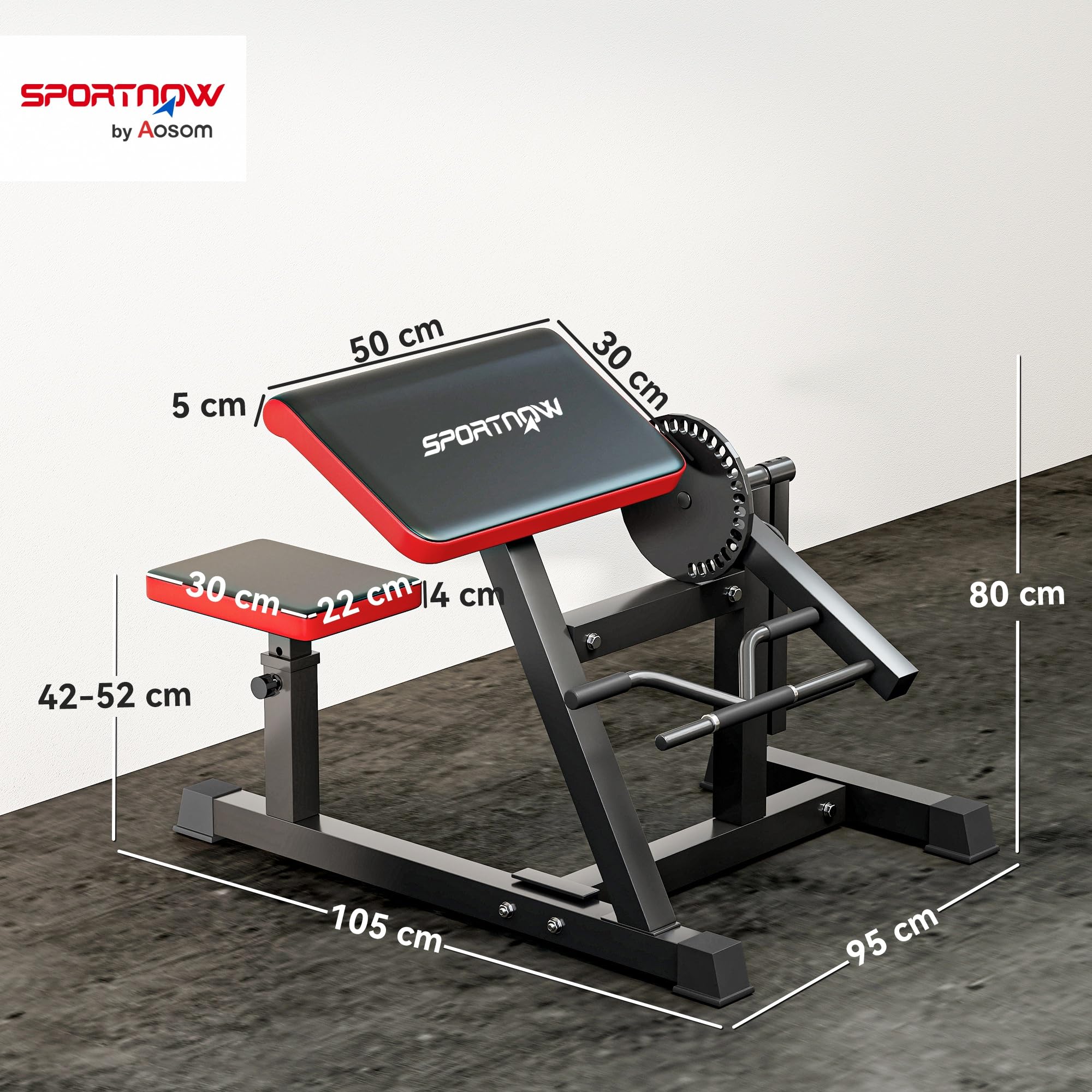 SPORTNOW Preacher Curl Bank mit verstellbarem Sitz und Ellbogenstütze, Bizeps Trizeps Curl Bank mit Gewichtsständer, Home Gym Arm Exerciser, Schwarz | Verstellbare Sitzfläche, verstellbare Ellbogenstütze, Preacher Curl, Gewichtstütze, Trizeps-Training, Ar
