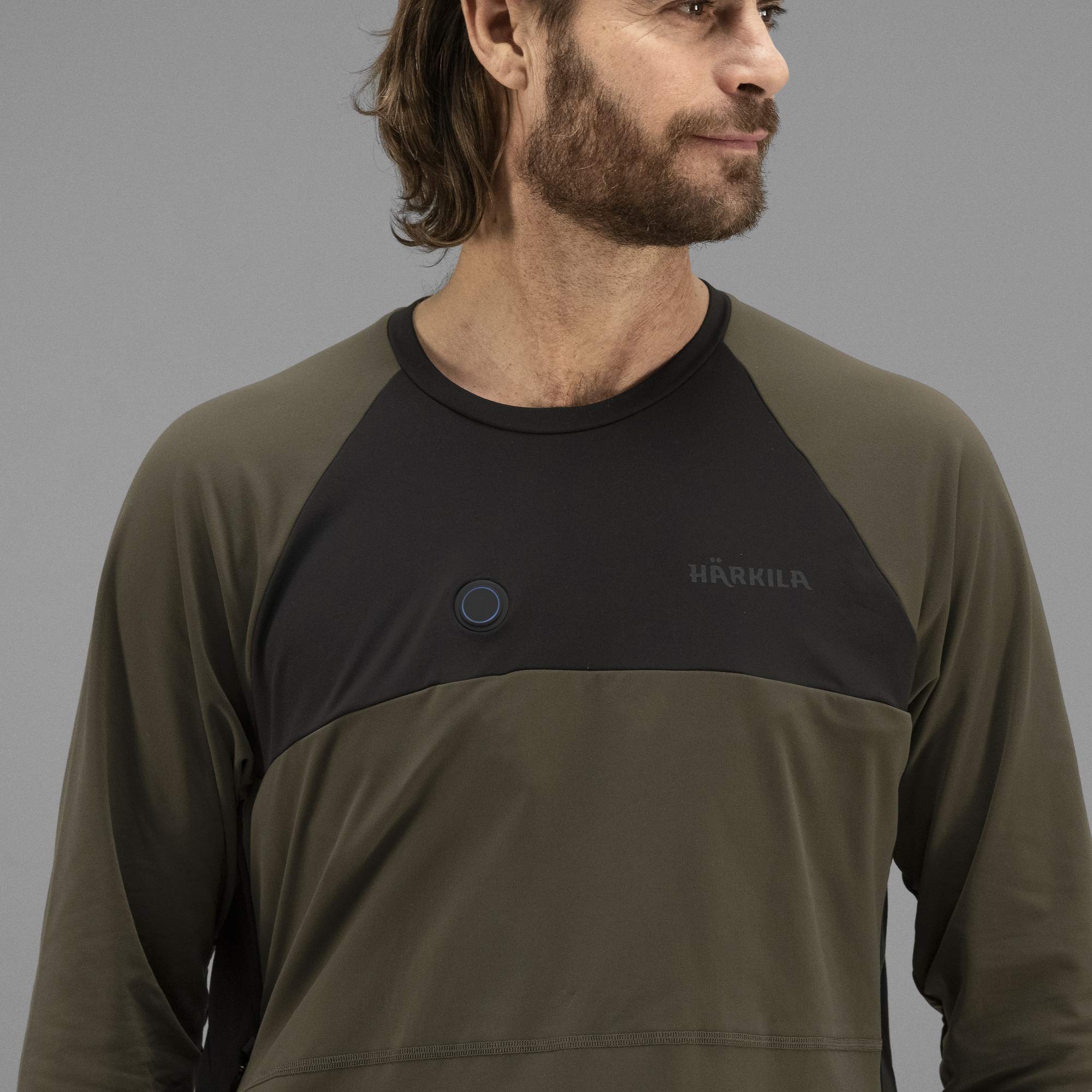 Härkila Heat Control® - Camiseta interior calefactable para hombre, ropa interior térmica con conexión USB, ropa interior funcional para hombres