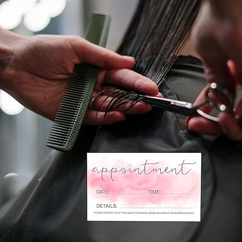 Miniatura 3 de RXBC2011 Tarjetas de recordatorio de citas (paquete de 100) para belleza, maquillaje, peluquería, peluquería, restaurantes, terapeuta, pintura rosa