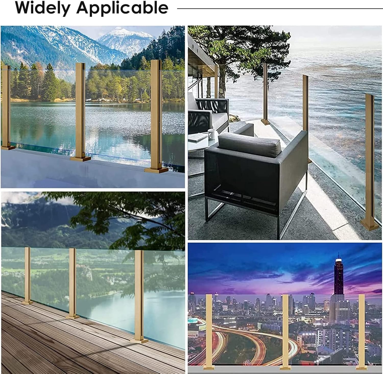 Glass Railing Post Floor Mount, Indoor Outdoor 24/40/51/55/60 Inch Tall Balustrade Panels Post Glass Clamp, for Deck Balcony Porch (Color : Shallow Grey, Size : 100cm/39