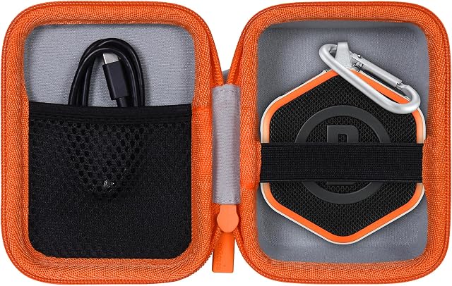 co2CREA Hard Case Compatible with Bushnell Golf Wingman Mini GPS Speaker (White/Orange)