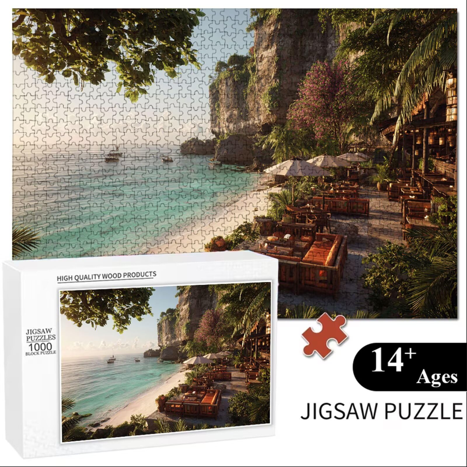 4000 elementów dla dorosłych, krajobraz i wybrzeże, wytrzymałe drewniane puzzle o idealnym dopasowaniu, 147 x 105 cm, łącznie z plakatem, dekoracja ścienna, nie dla dzieci poniżej 14 roku życia, P3