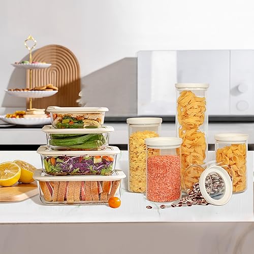 Miniatura 5 de Urban Green Tarro de vidrio para almacenamiento de alimentos con tapa de vidrio, juego de recipientes de alimentos con tapas herméticas, tarros de