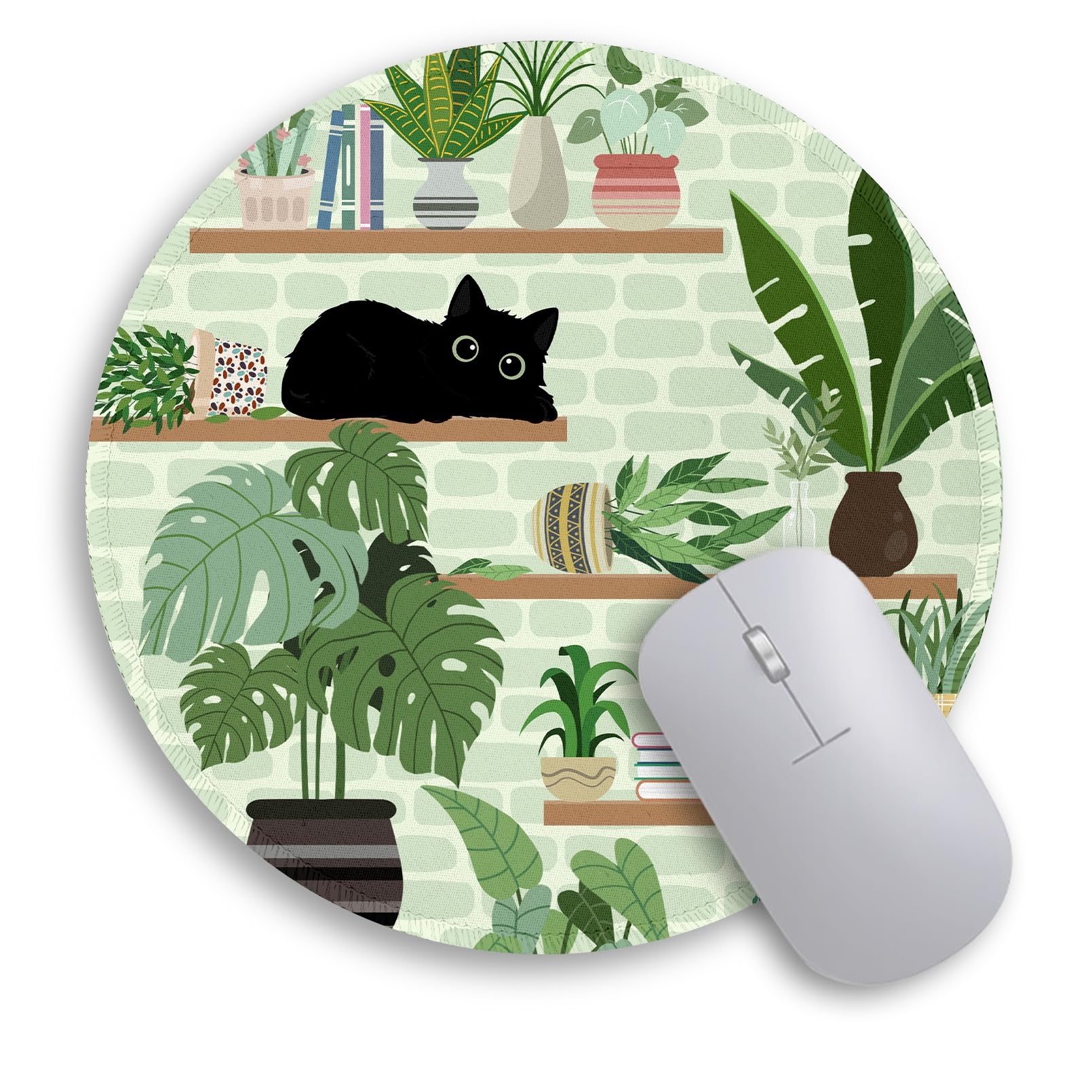 Immaturus Cat Mouse Pad Cute Small Mouse Pads for Desk Round Travel Mousepad for Wireless Mouse Gaming Work