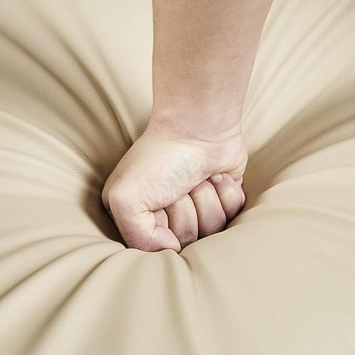 Miniatura 8 de Topeakmart Silla decorativa de mediados de siglo, moderna y acogedora silla de sofá de piel sintética con cojín grueso y patas de madera resistentes