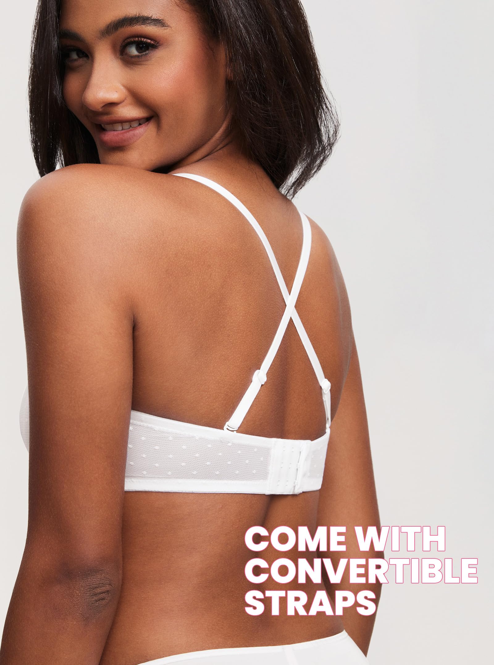 DOBREVA Femme Transparent Soutien Gorge sans Bretelles Bandeau Grande Taille avec Armature à Maille