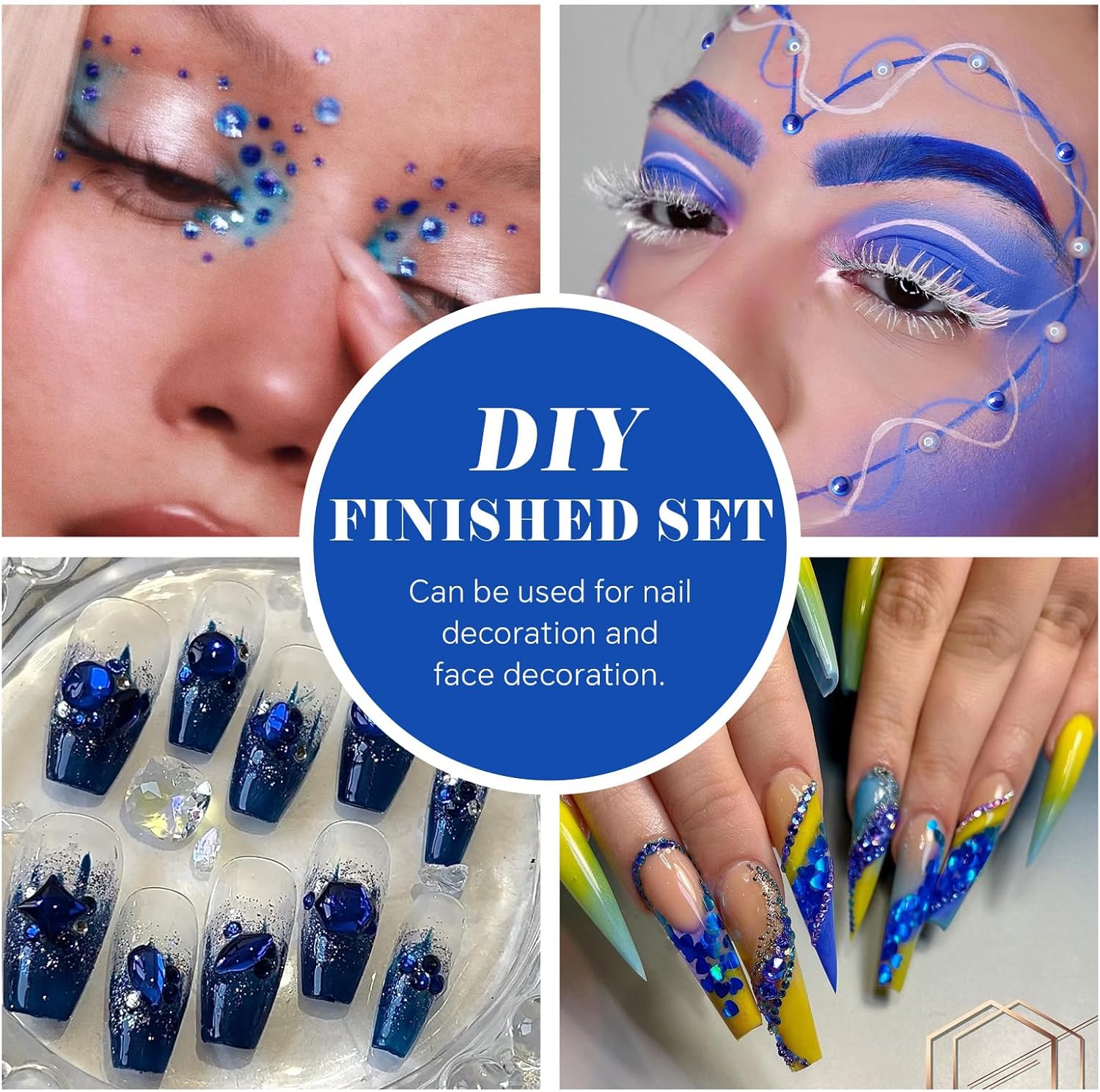 4298Pcs Cyan Blue Flat Back Pearls Rhinestones for Crafts Mixed Size 3mm-8mm AB Color Round Half Pearls Flatback Pearl Beads and Resin Rhinestones Set for Face Art - Image 8