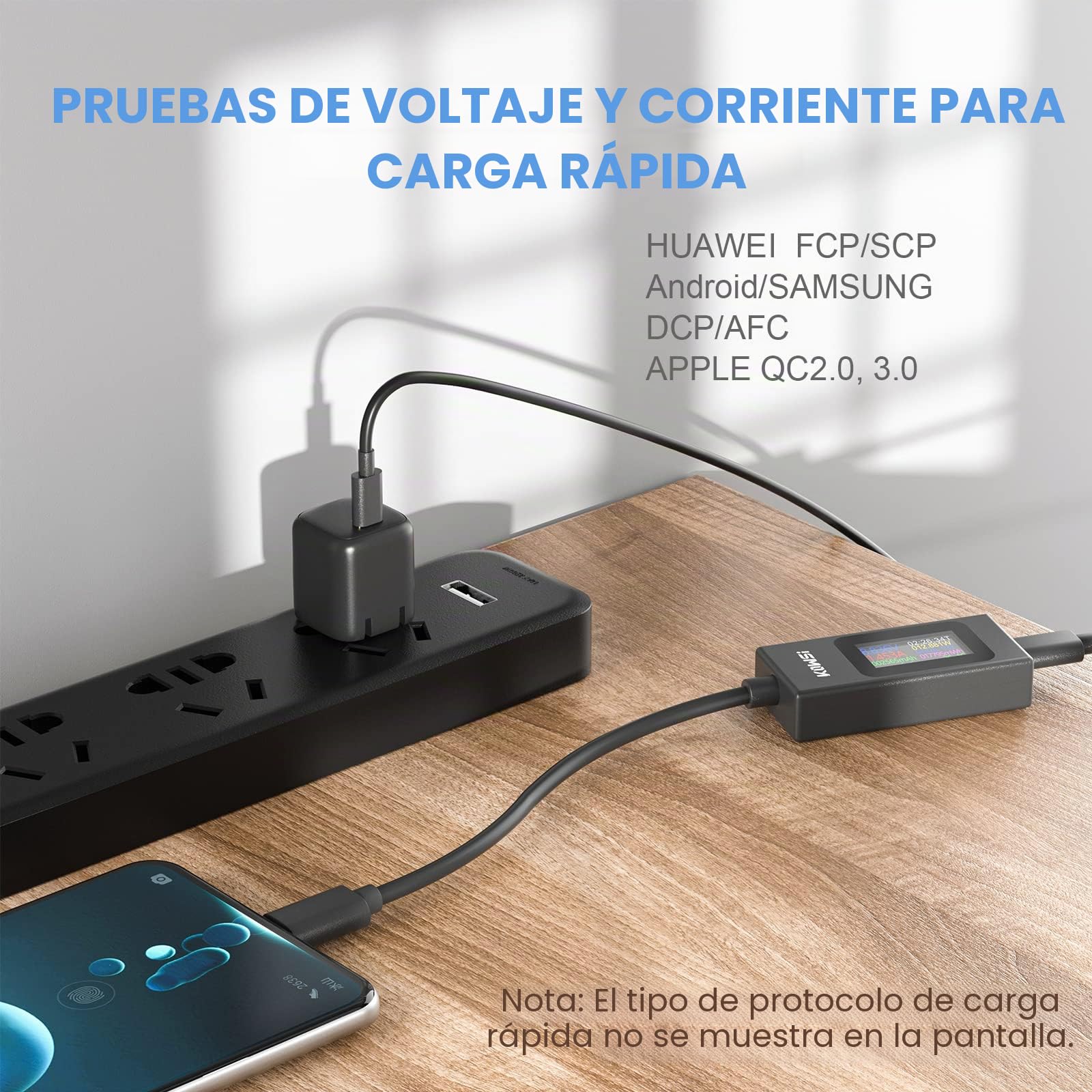 YOJOCK USB C Tester Medidor de Potencia 4-30V 0-6.5A Medidor de Voltaje y Corriente, Capacidad USB, Temperatura de Trabajo Amperímetro Voltímetro Banco de energía Cargador Detector