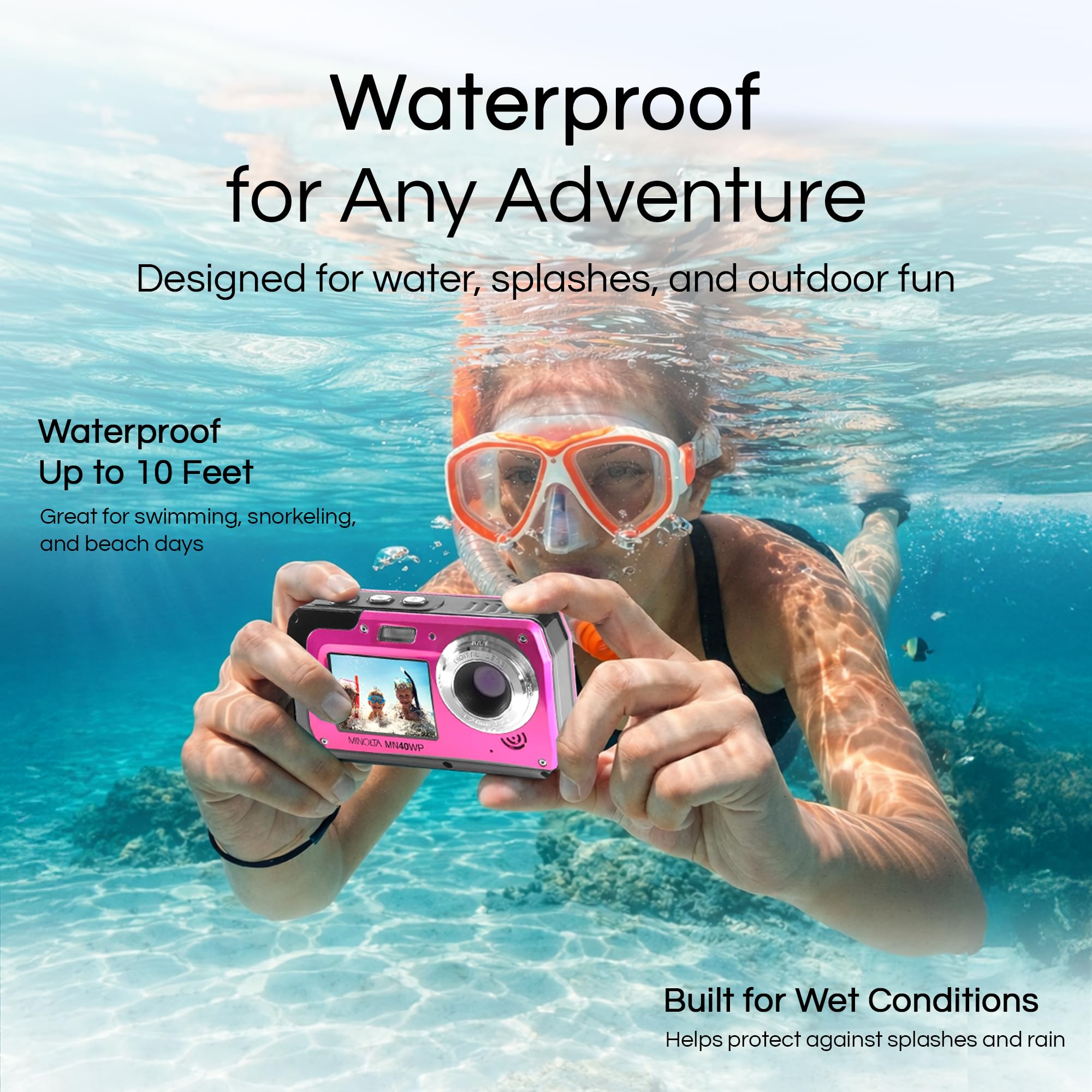 Amazon.com : Minolta MN40WP 48MP Waterproof Digital Camera – Dual