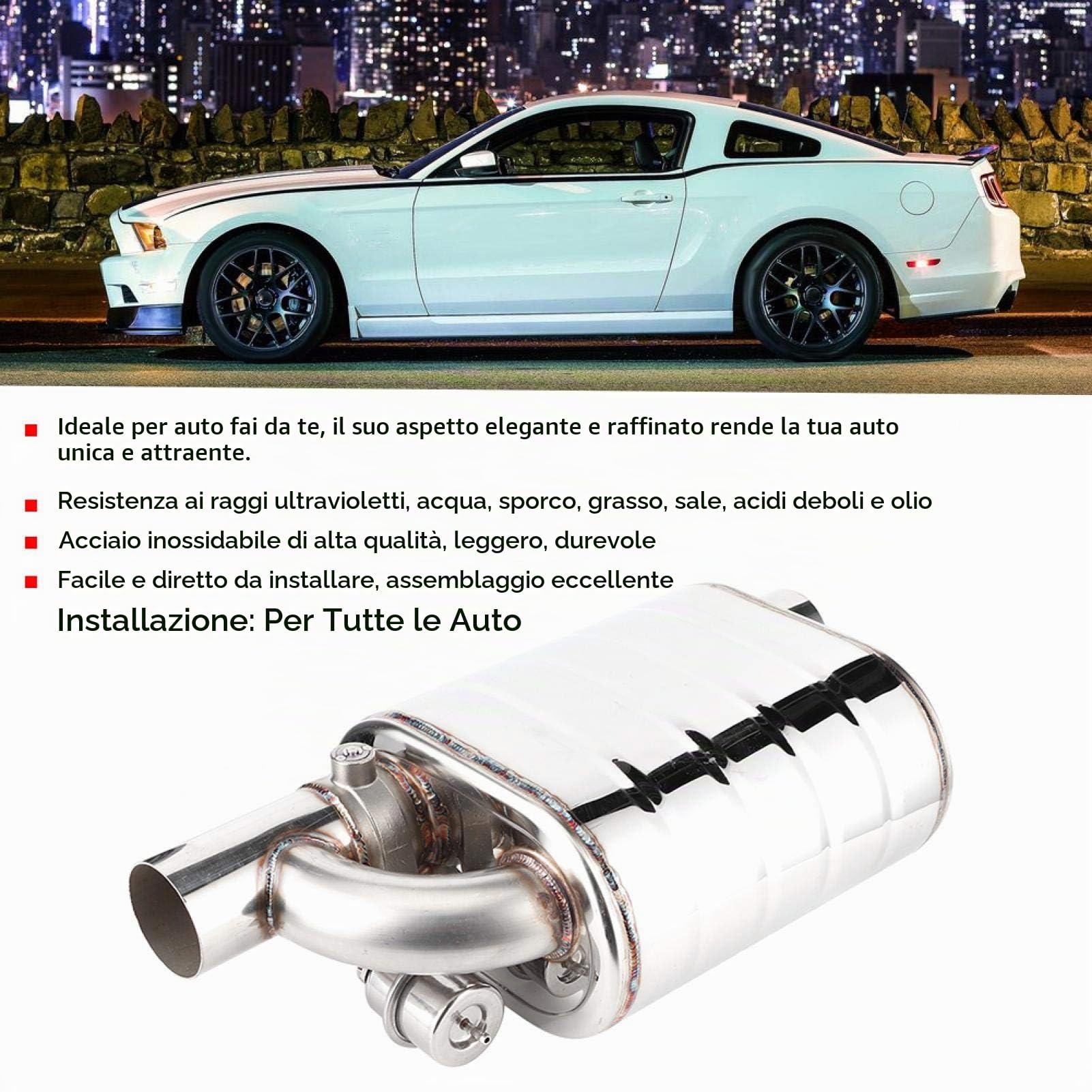 Valvola di scarico elettrica per auto, tubo della pompa del vuoto del dispositivo della porta remota universale in acciaio inossidabile 63 mm Silenziatore variabile