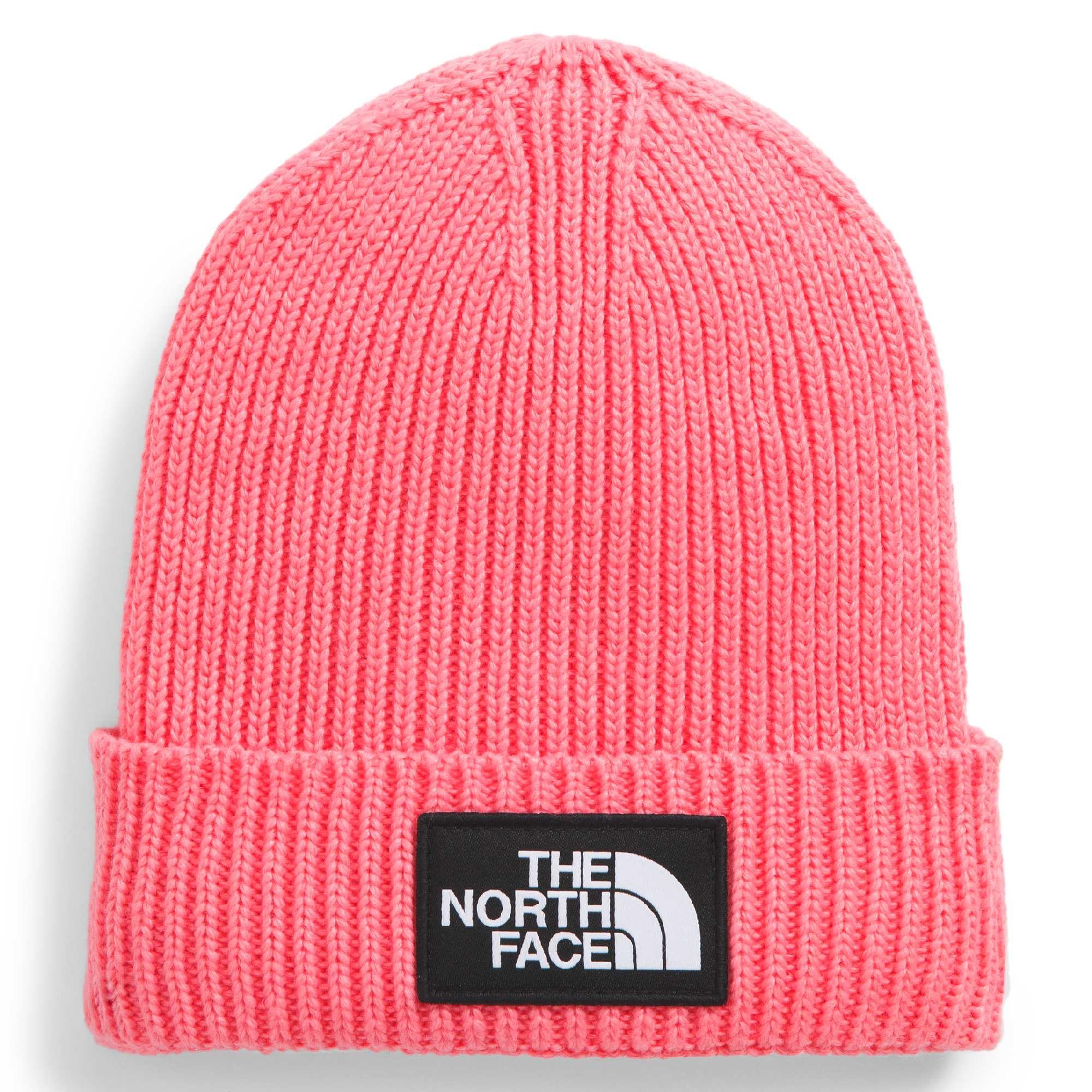 The North Face Kids Logo Box Cuffed Beanie, Coral Crush, One Size