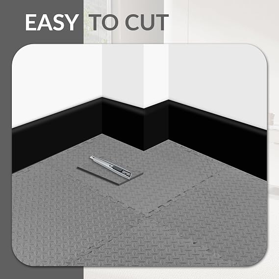 Fitvids Puzzle Exercise Gym Flooring Mat, 3/4 Thick High-Density EVA Interlocking Tiles, Workout Mat for Home Gym, Fitness Equipment, MMA, Gymnastics, 24-Piece Shock-Absorbing Exercise Mat (96 Sq Ft)