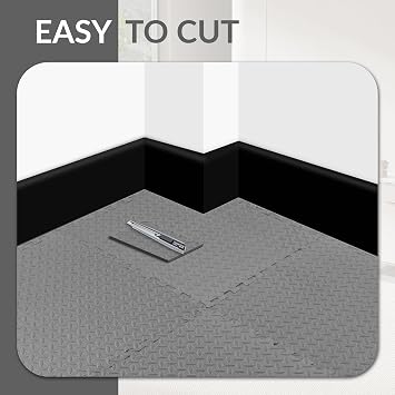 Fitvids Puzzle Exercise Gym Flooring Mat, 3/4 Thick High-Density EVA Interlocking Tiles, Workout Mat for Home Gym, Fitness Equipment, MMA, Gymnastics, 24-Piece Shock-Absorbing Exercise Mat (96 Sq Ft)