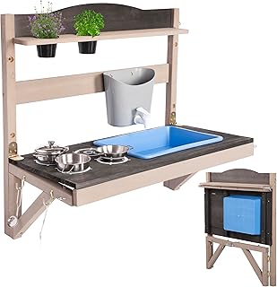 Sponsored You’re seeing this ad based on the product’s relevance to your search query.Learn more about this advertisement ONVAYA® Hanging Mud Kitchen, Foldable, Grey, for Outdoor and Indoor, Weatherproof, with Stainless Steel Cooking Set, Mud Kitchen for the Garden