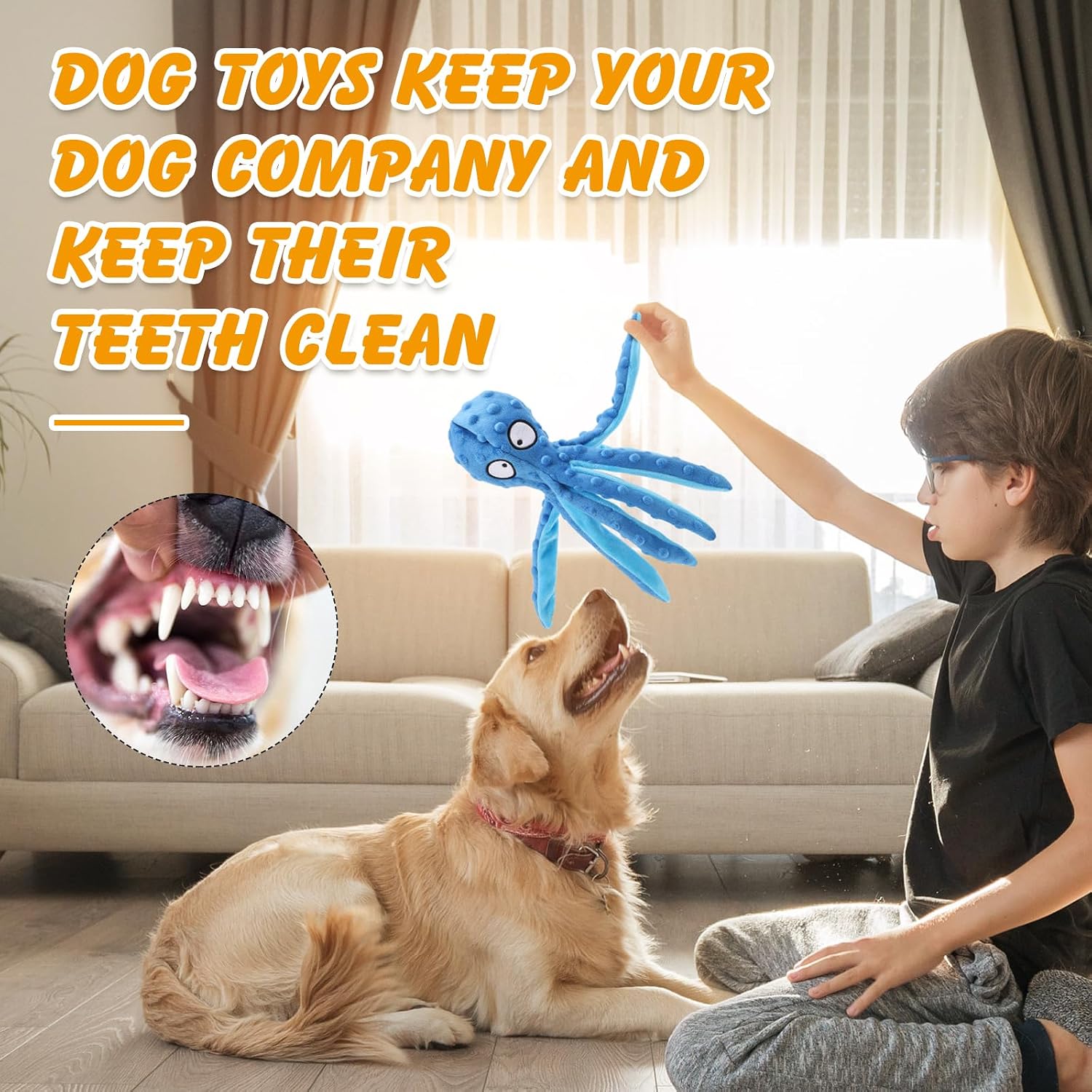 2-Pack Octopus Dog Toys, No Stuffing Squeaky Plush thumbnail