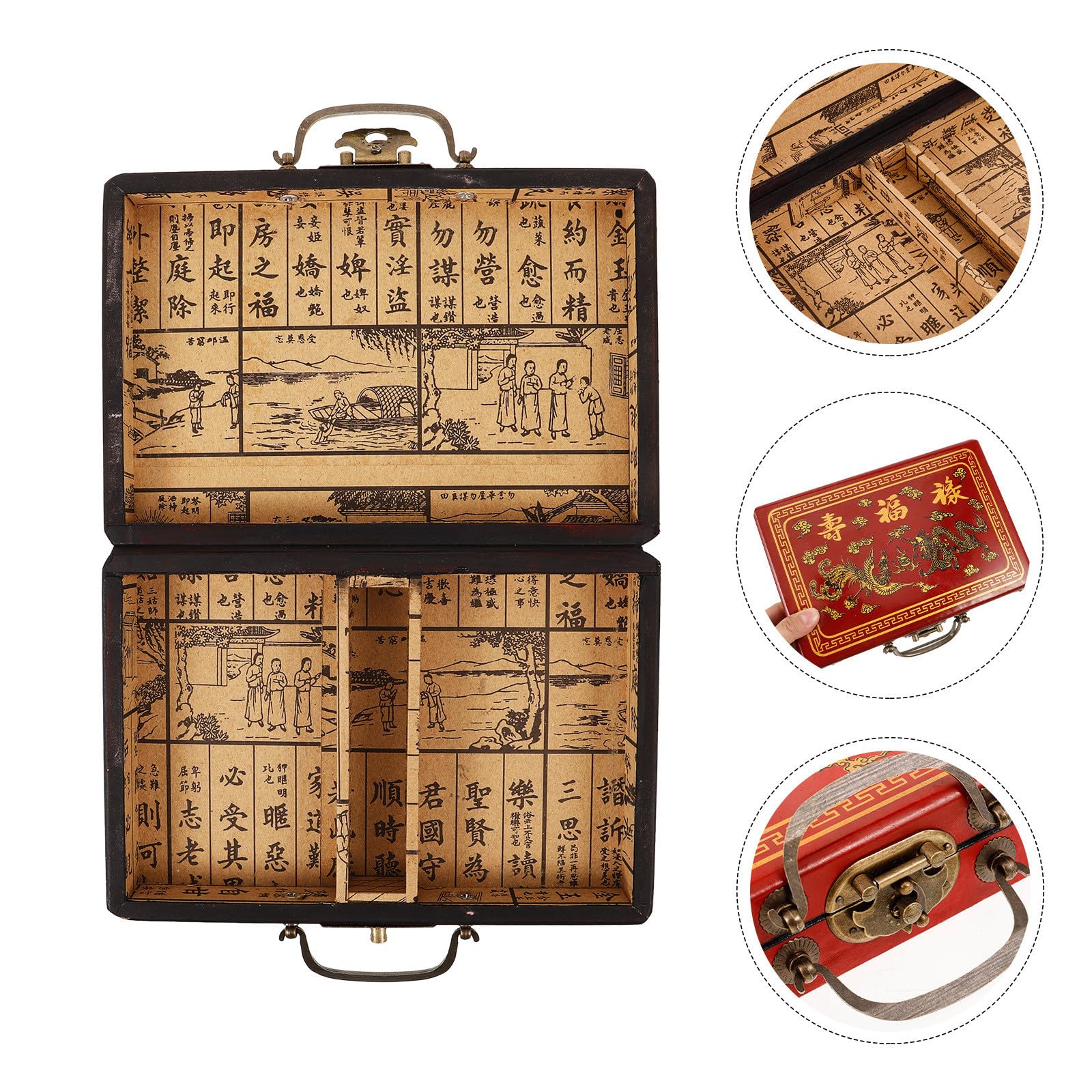 Operitacx 3 Stück Vintage Mahjong Kasten mit Griff für Mahjong