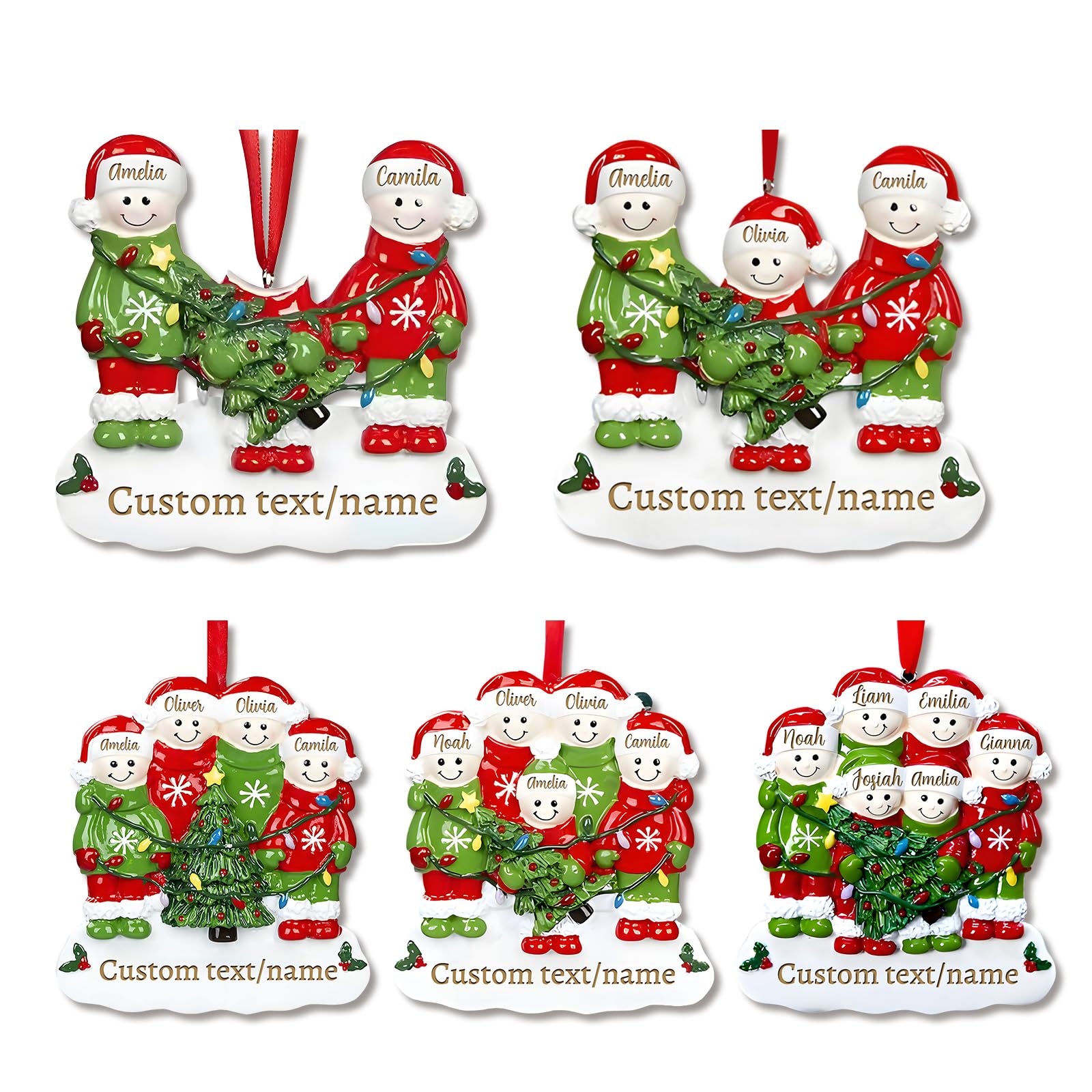 2026 Personalised Family Christmas Baubles - Custom Engraved Snowman Tree Decorations with Your Names, Festive Hanging Ornaments for Families of 2-6 (Family of 2)