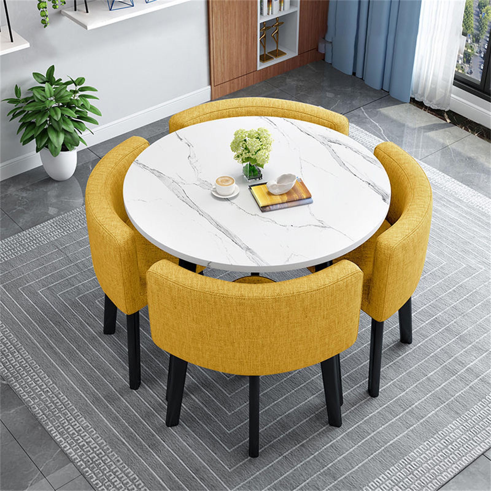 AYCDL Round Office Conference Table Set with 4 Chairs Small Meeting Room Furniture for Office Reception Kitchen Dining Table for Meetings and Negotiation 80,T
