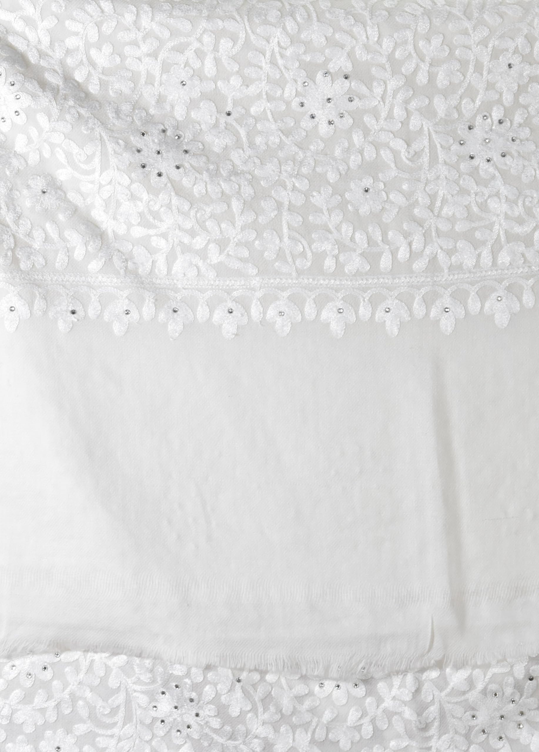 Mintt Tweedle Women's Off-White /Cream Pashmina Pure Wool Kashmiri Embroidery Stole/Shawl/Wrap for Winters (28 x 80 - inches) 3