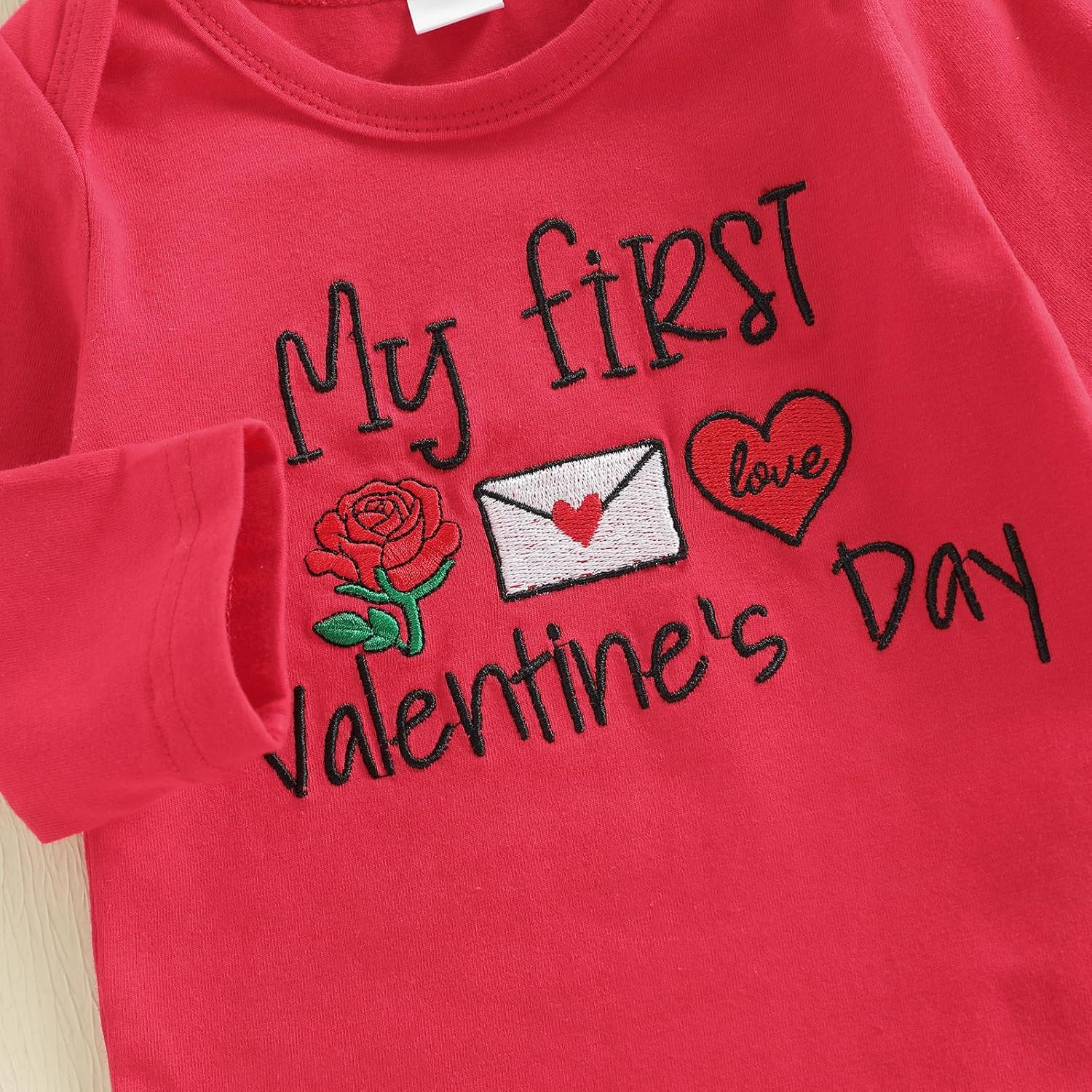 Baby Boy Girls Valentine Day Outfits Infant Long Sleeve Romper Heart Candy Pants My First Valentines Day Outfit 3pcs - Image 6