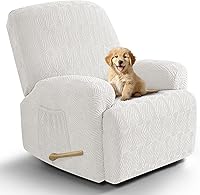 Vista 21 de Vansofy - Fundas elásticas para sofá reclinable, 8 piezas, funda suave de jacquard para sofá reclinable, protector de muebles con parte inferior