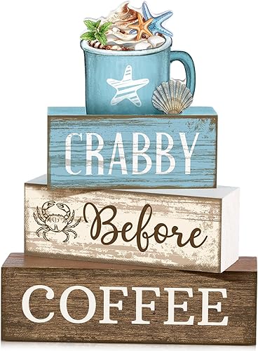 Miniatura 33 de 4 piezas de decoración de mesa de Navidad de madera de Papá Noel, decoración de bandeja escalonada de Navidad, letrero decorativo de bloques de Papá