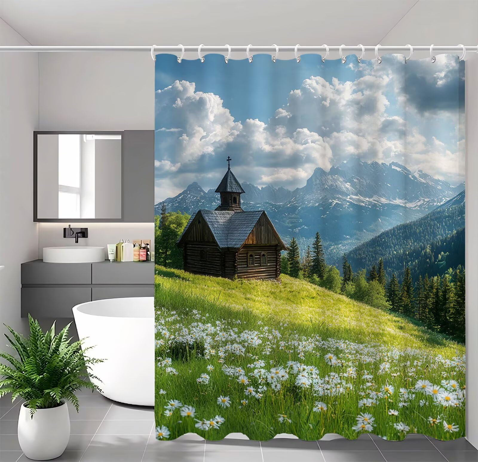 Rideau de douche décoratif motif été pour transformer l'ambiance de la baignoire