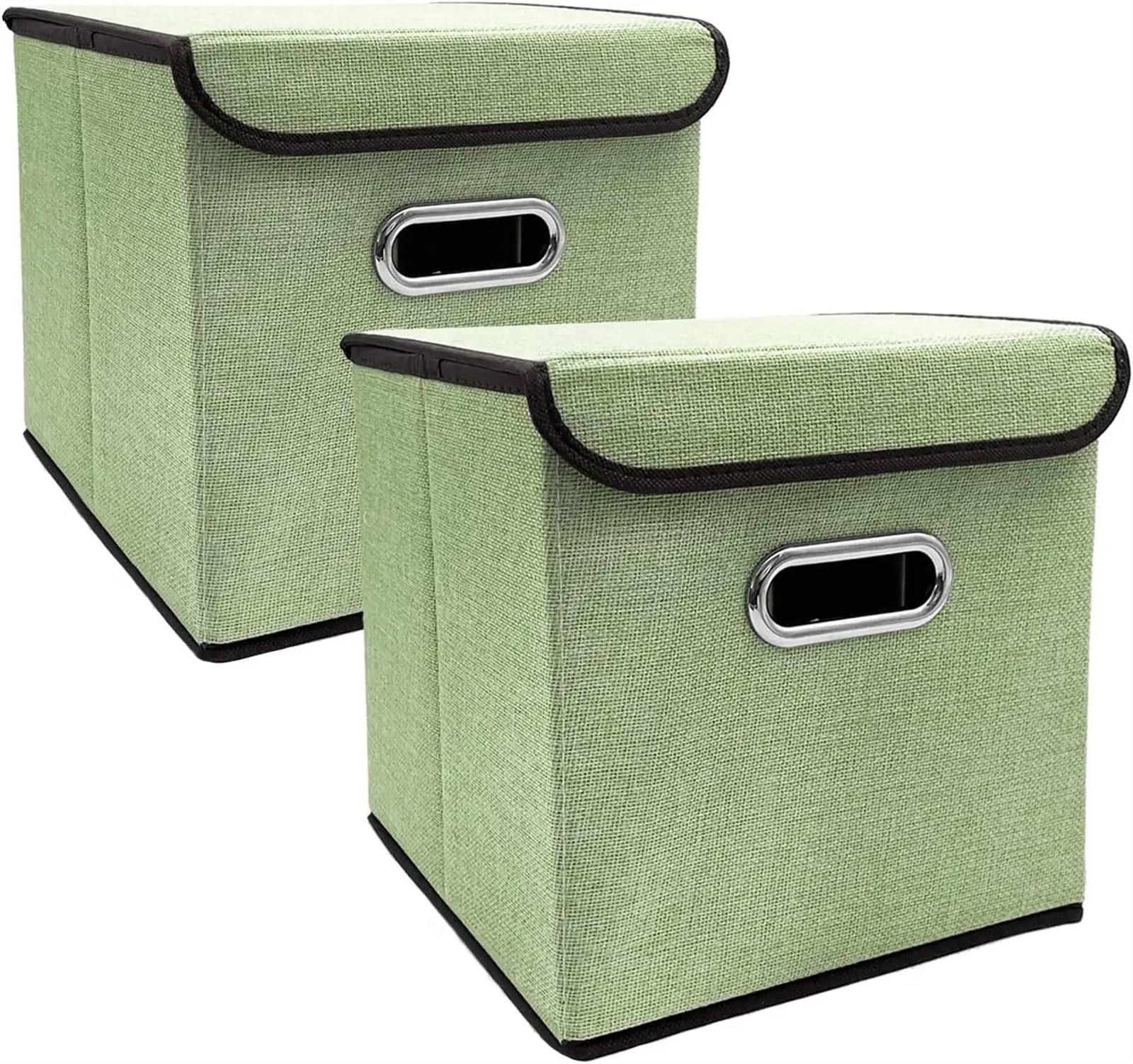 MFESFCS Collapsible Storage Box 2pcs Collapsible Storage Bins With Lid 25 * 25cm Linen Fabric Storage Baskets Washable Decorative Basket Storage Baskets(Green)