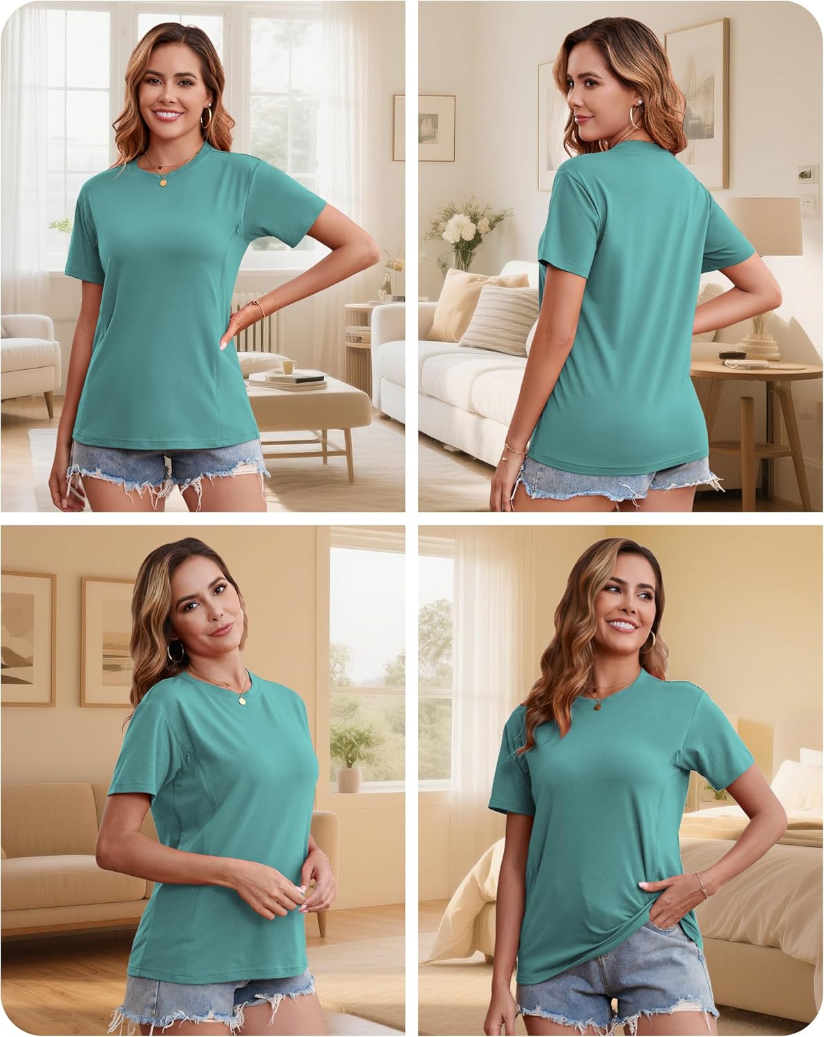 Women's 3 Pack Nursing Tops for Breastfeeding with Hidden Zippers Loose Fit Maternity Shirts - Image 6