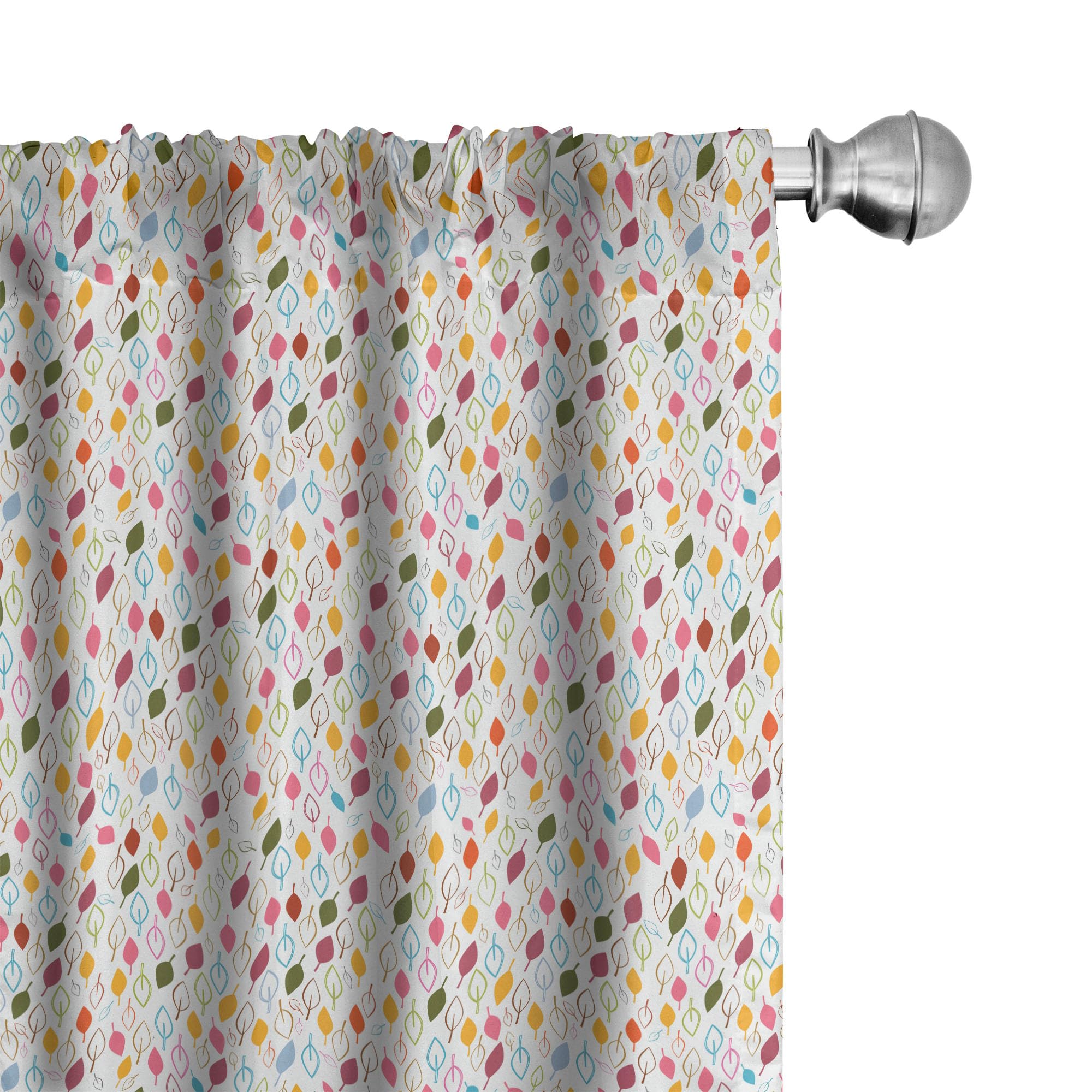 ABAKUHAUS Zasłony z liści, kolorowe kompozycje, zaprawy okienne, 2 panele, zestaw do salonu, sypialni, dekoracja, 150 cm x 245 cm, białe i wielokolorowe