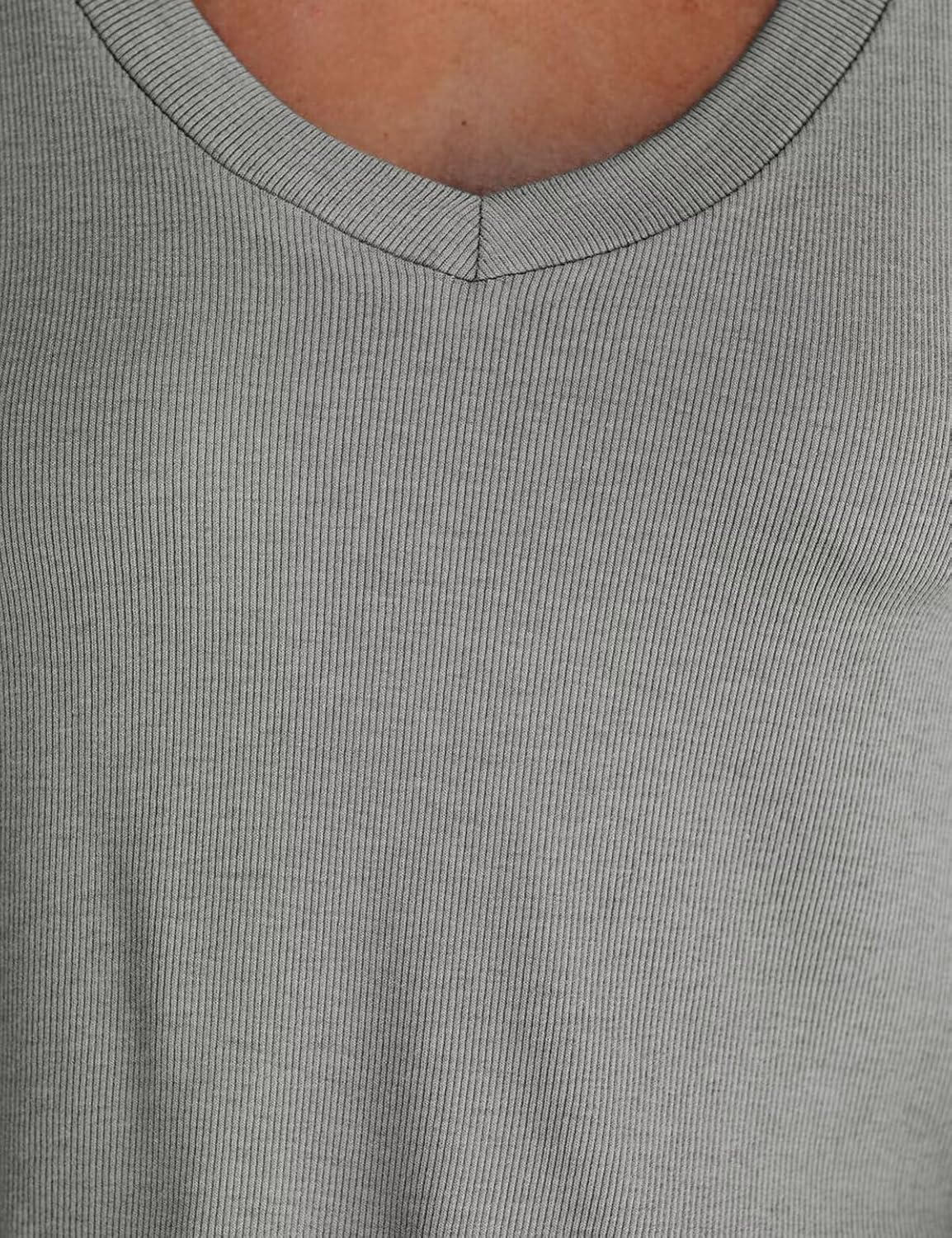 WMZCYXY Women V Neck Crop Tops Cap Sleeve Loose Fit Cropped T Shirts Casual Summer Solid Color Basic Tees - Image 6