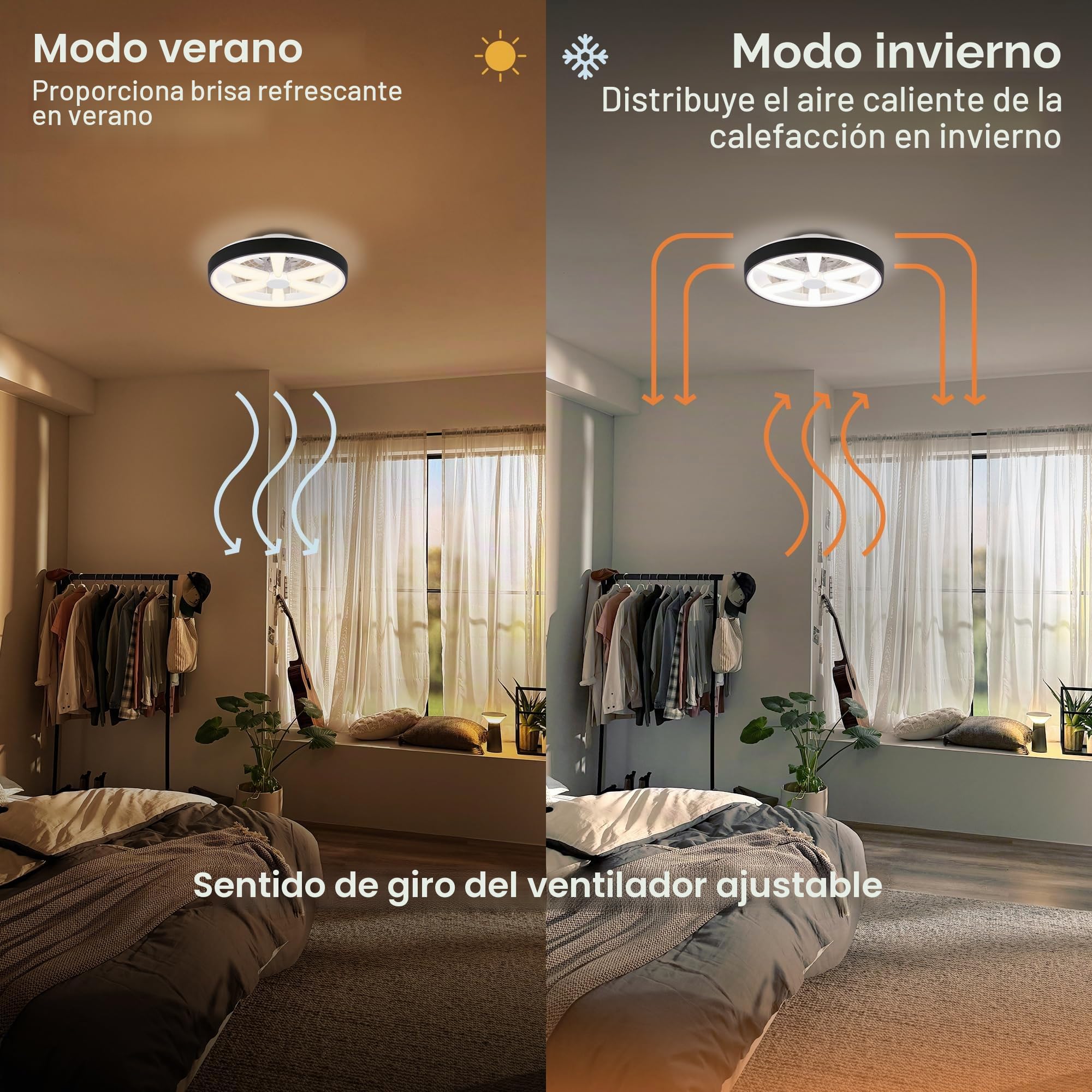 BRILONER - Ventilador de techo con luz LED, mando a distancia, motor DC silencioso con 5 velocidades, RGBIC, CCT y luz regulable, lámpara ventilador techo dormitorio, 48 x 15 cm, negro