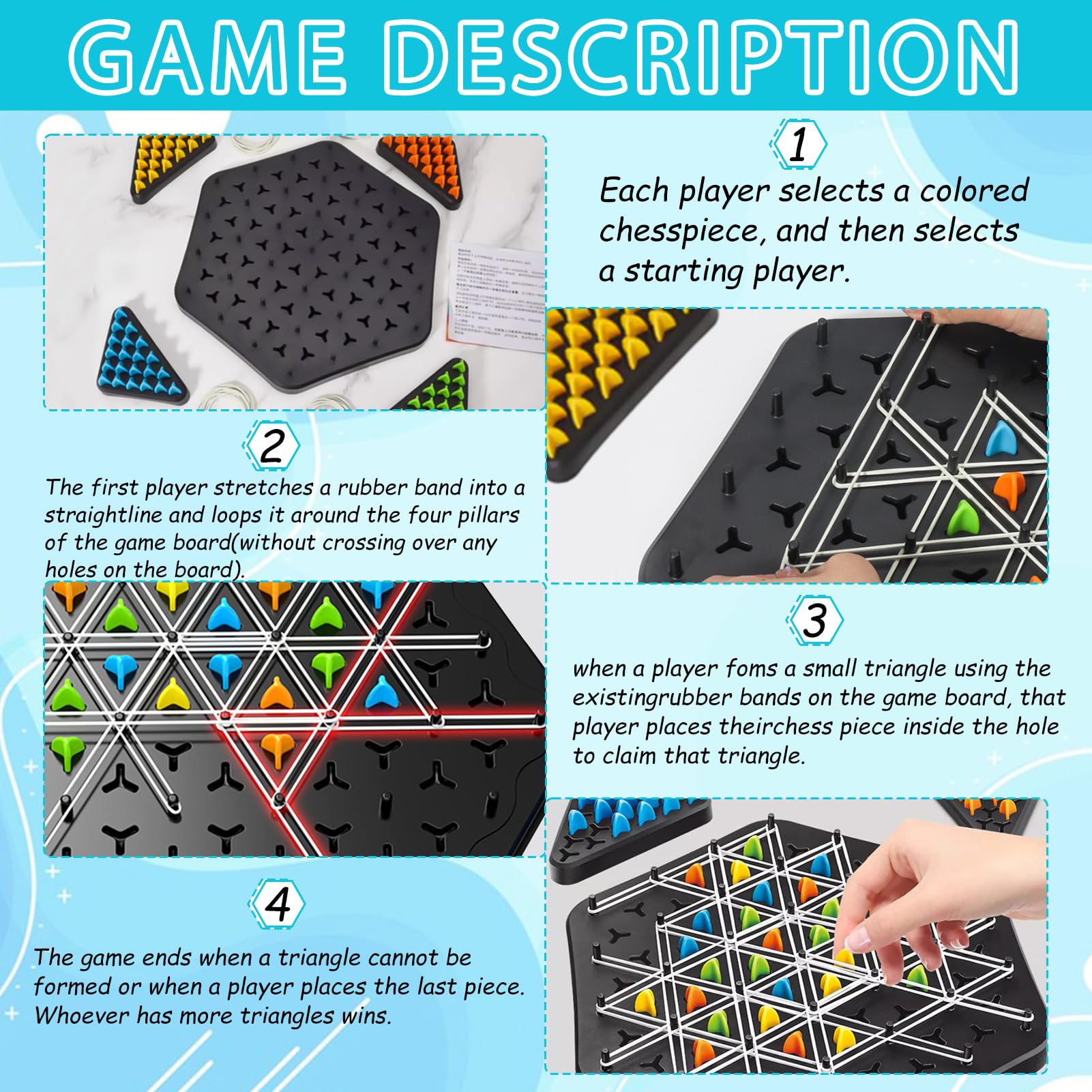 Triggle Gioco da Tavola,Scacchi Geometrici Gioco,Scacchi a Triangolo,Gioco da Tavolo Interattivo di Strategia,Gioco del Triangolo a Catena per Adulti e Bambini Famiglia Regalo