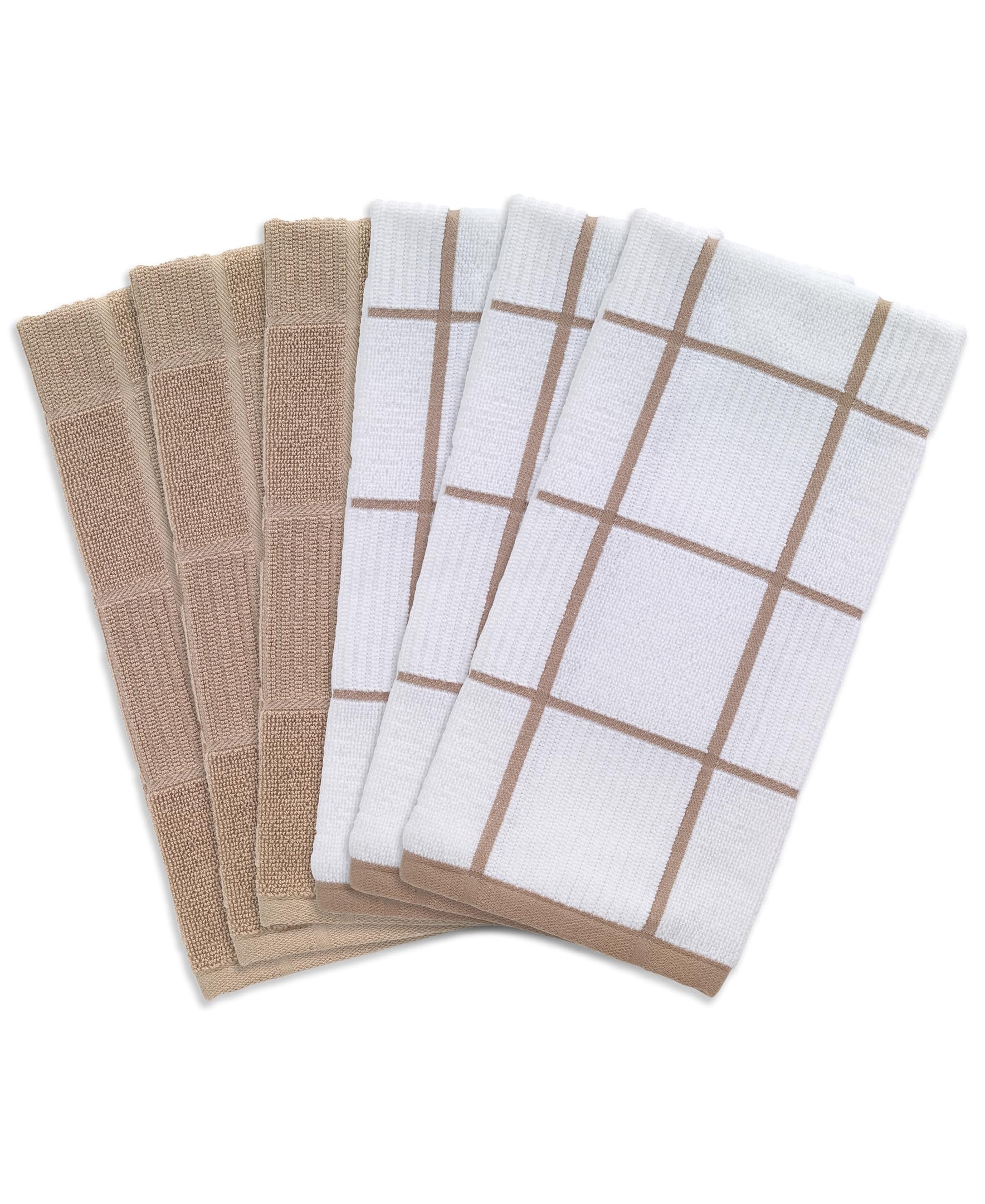 T-Fal Solide und karierte Parkett-Küchentüche: sehr saugfähig, superweich, langlebig, 100 % Baumwolle, 40,6 x 66 cm, Geschirrtücher zum Reinigen und Trocknen von Geschirr, Pfannen, Glaswaren