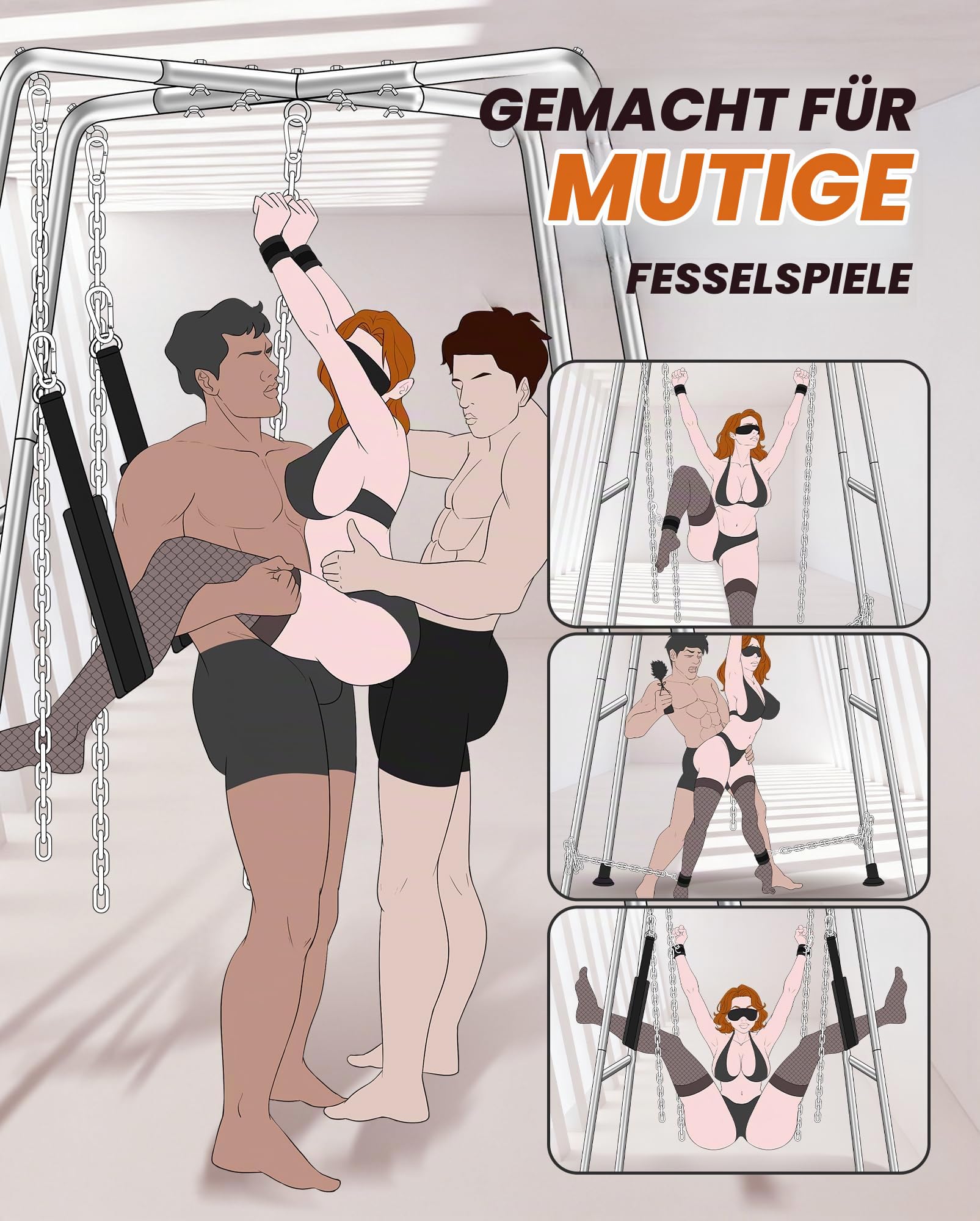 UTIMI Sexschaukelgestell BDSM-Sexspielzeug Sexschaukelset mit Sexschlinge für Paare, Bondage-Sklave, einfach zu montieren und verstellbar, Sexmöbel fürs Schlafzimmer, stabiler Stahlrahmen