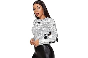 Women's Newspaper Print Long Sleeve Tee "Read All About It" Top