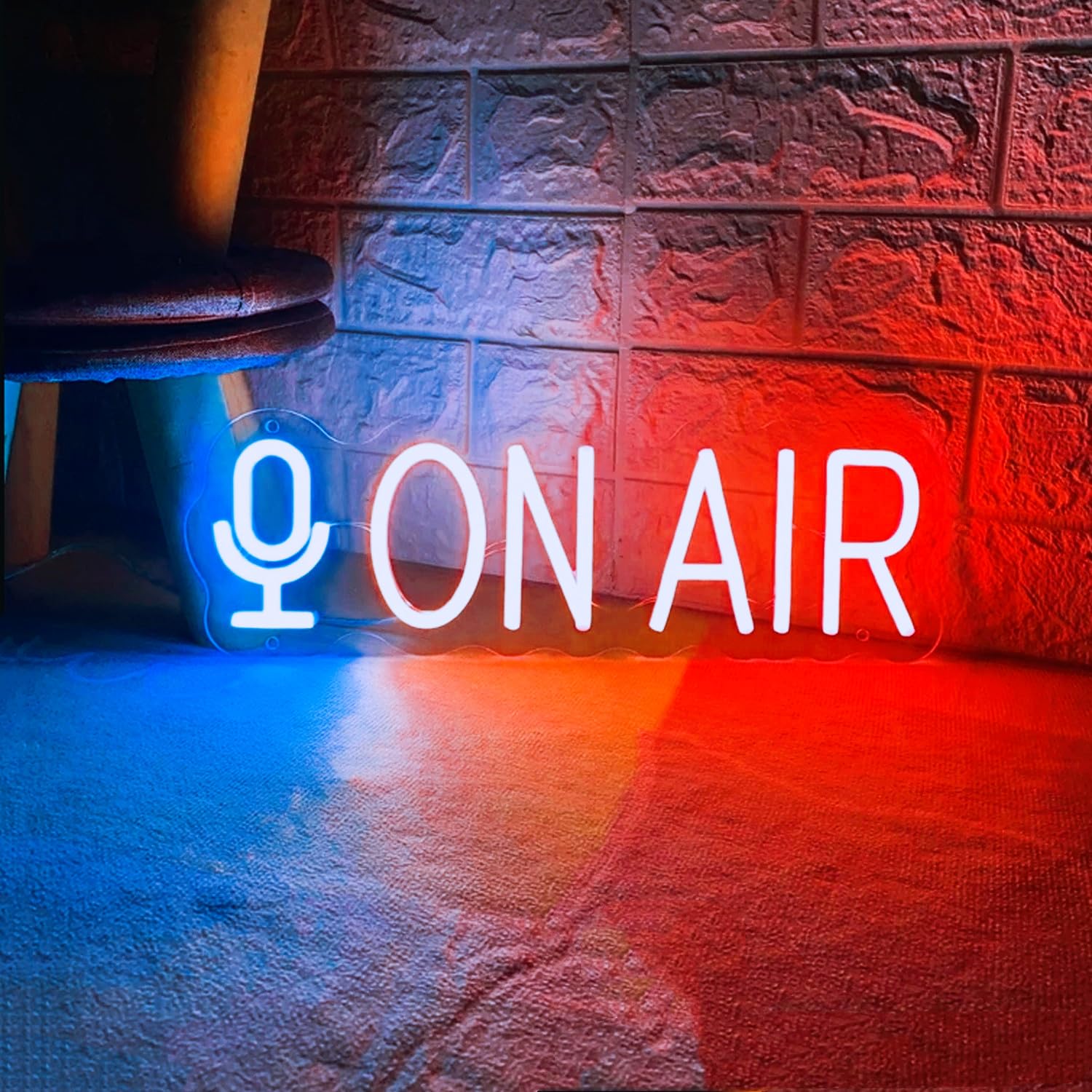 LED Acrylic Material On Air Neon Light Sign Wall Art Lamps with Dimmable Switch and 55CM Length Hanging Chain for Broadcaster Office Shop Restaurant Bar Garage Storefront Wall Decor